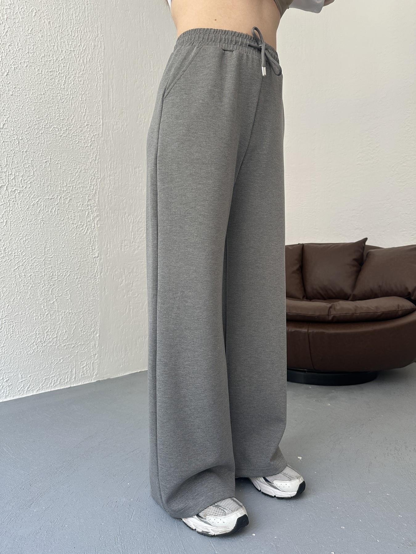 Beli Lastikli Bol Paça Eşofman Altı Antrasit melanj