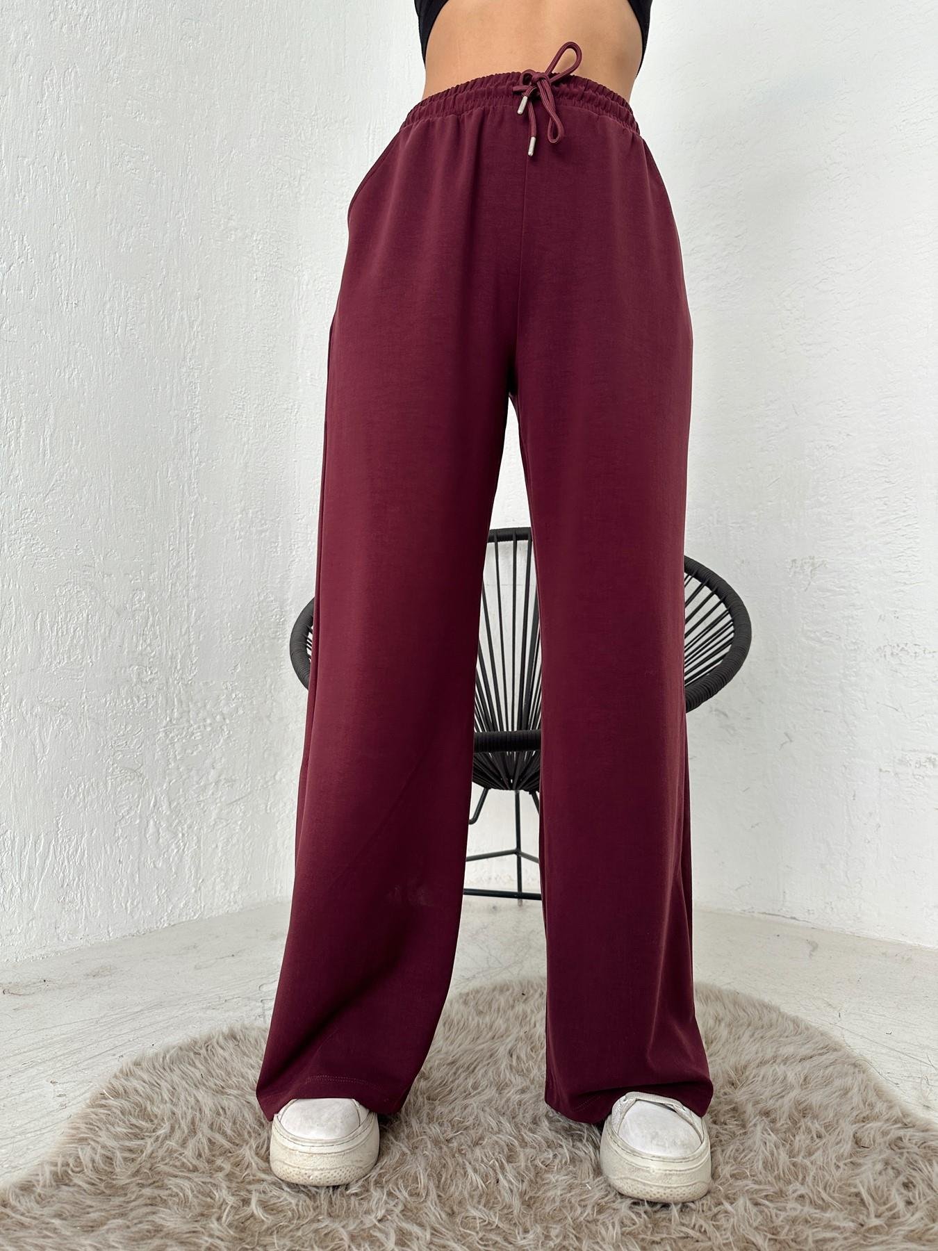 Beli Lastikli Bol Paça Eşofman Altı BORDO