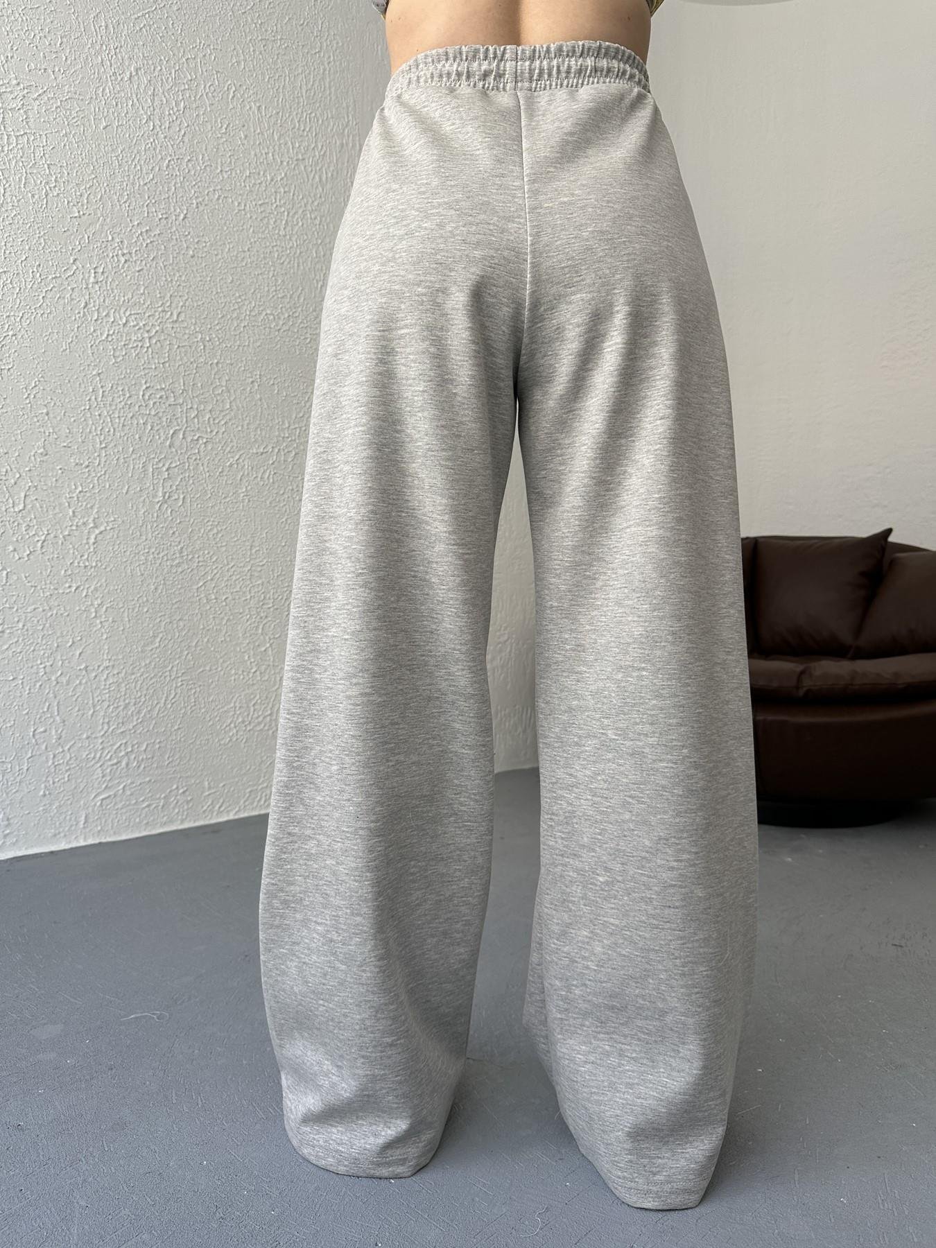 Beli Lastikli Bol Paça Eşofman Altı Gri melanj