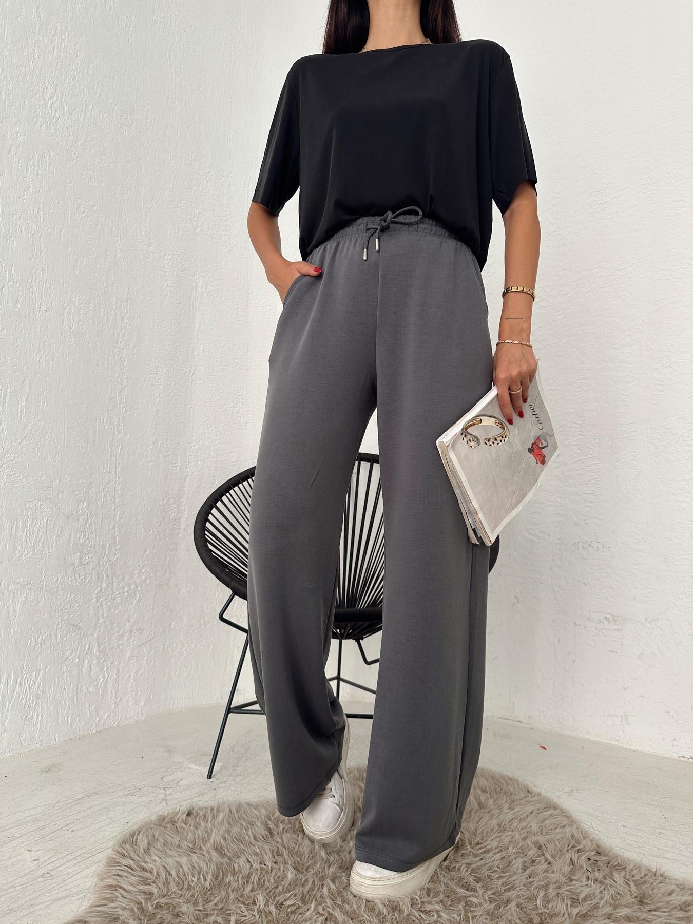 Beli Lastikli Bol Paça Eşofman Altı GRİ