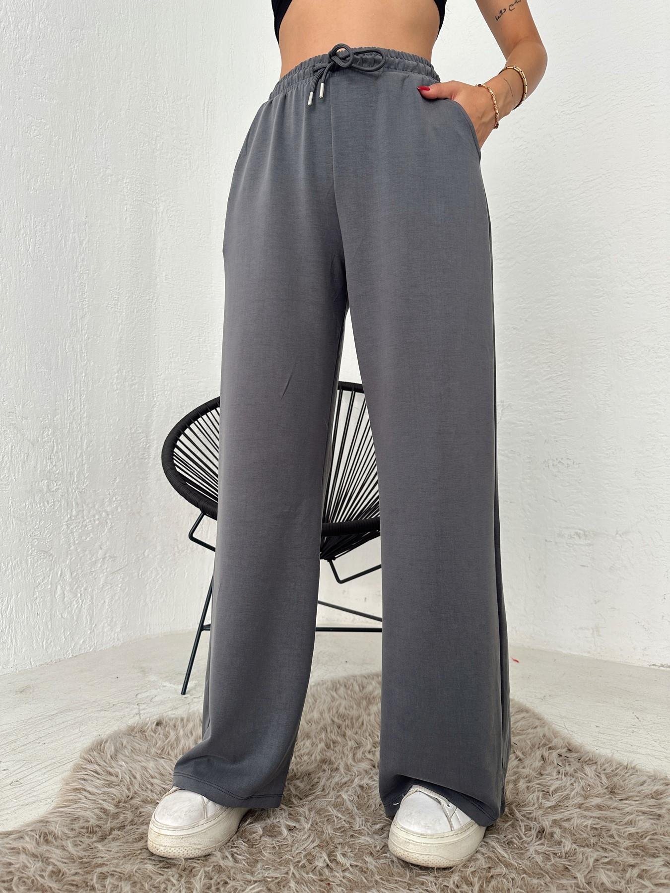 Beli Lastikli Bol Paça Eşofman Altı GRİ