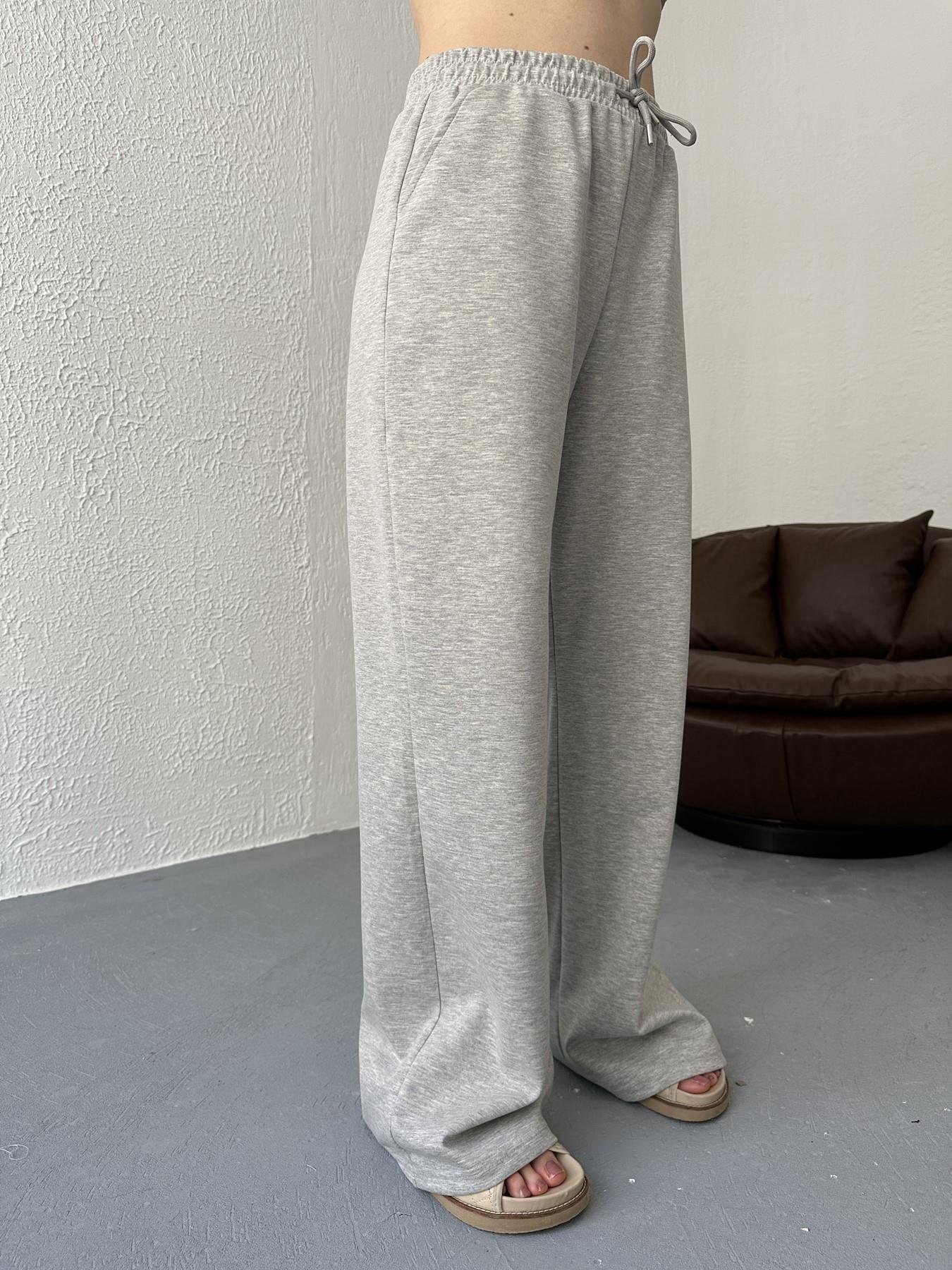 Beli Lastikli Bol Paça Eşofman Altı Gri melanj