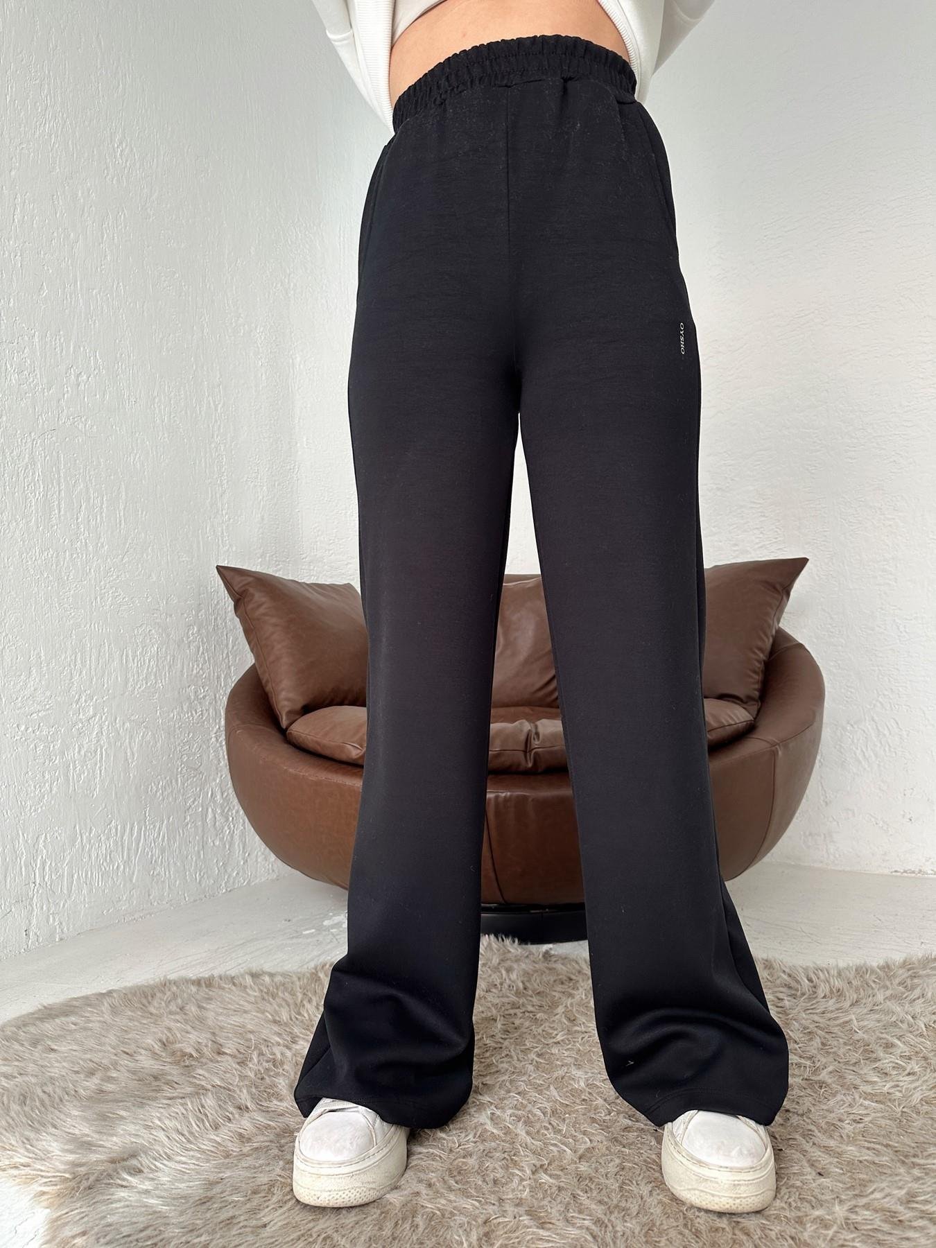 Beli Lastikli Bol Paça Eşofman Altı SİYAH