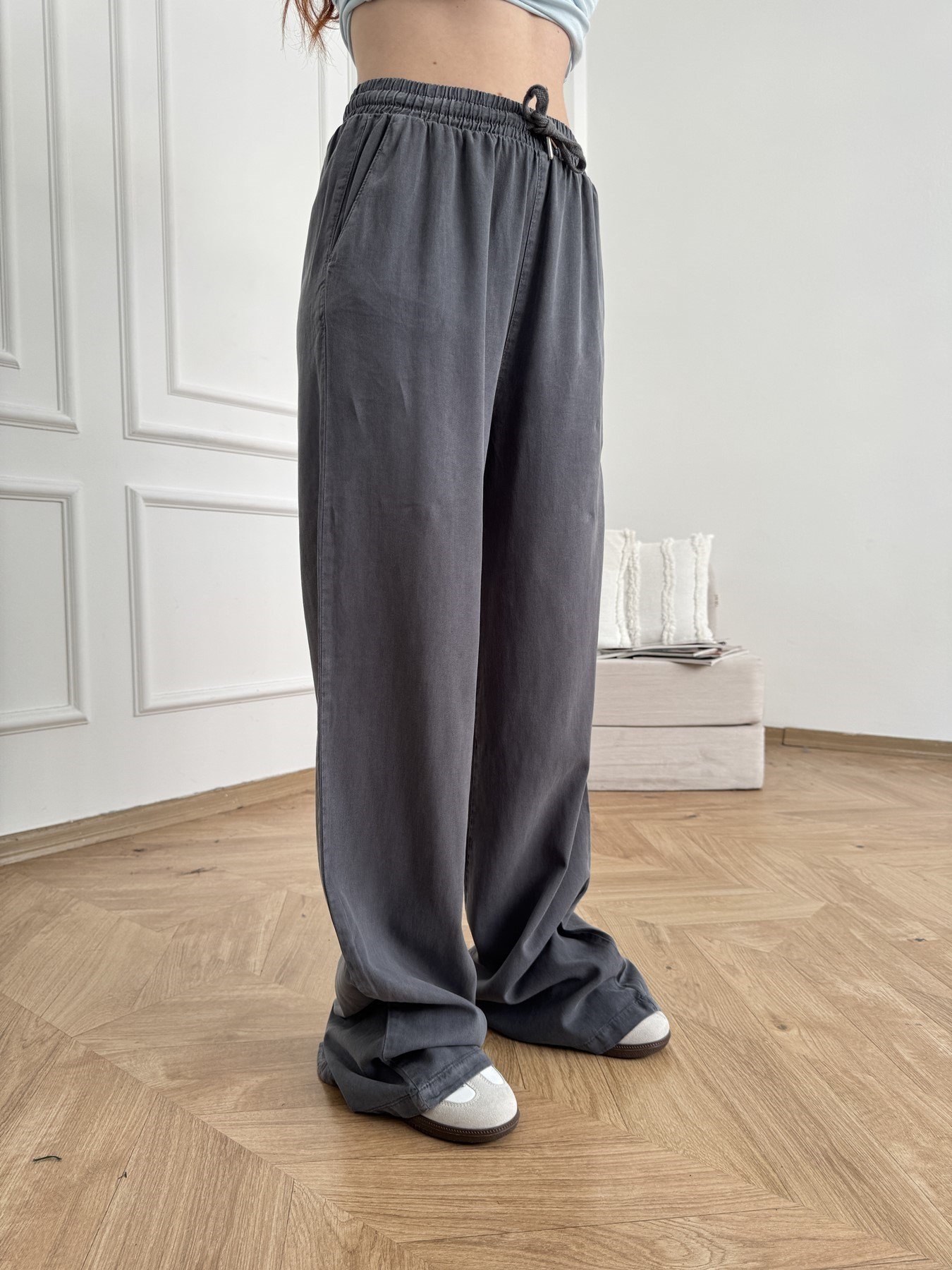 Beli Lastikli Bol Pantolon Antrasit