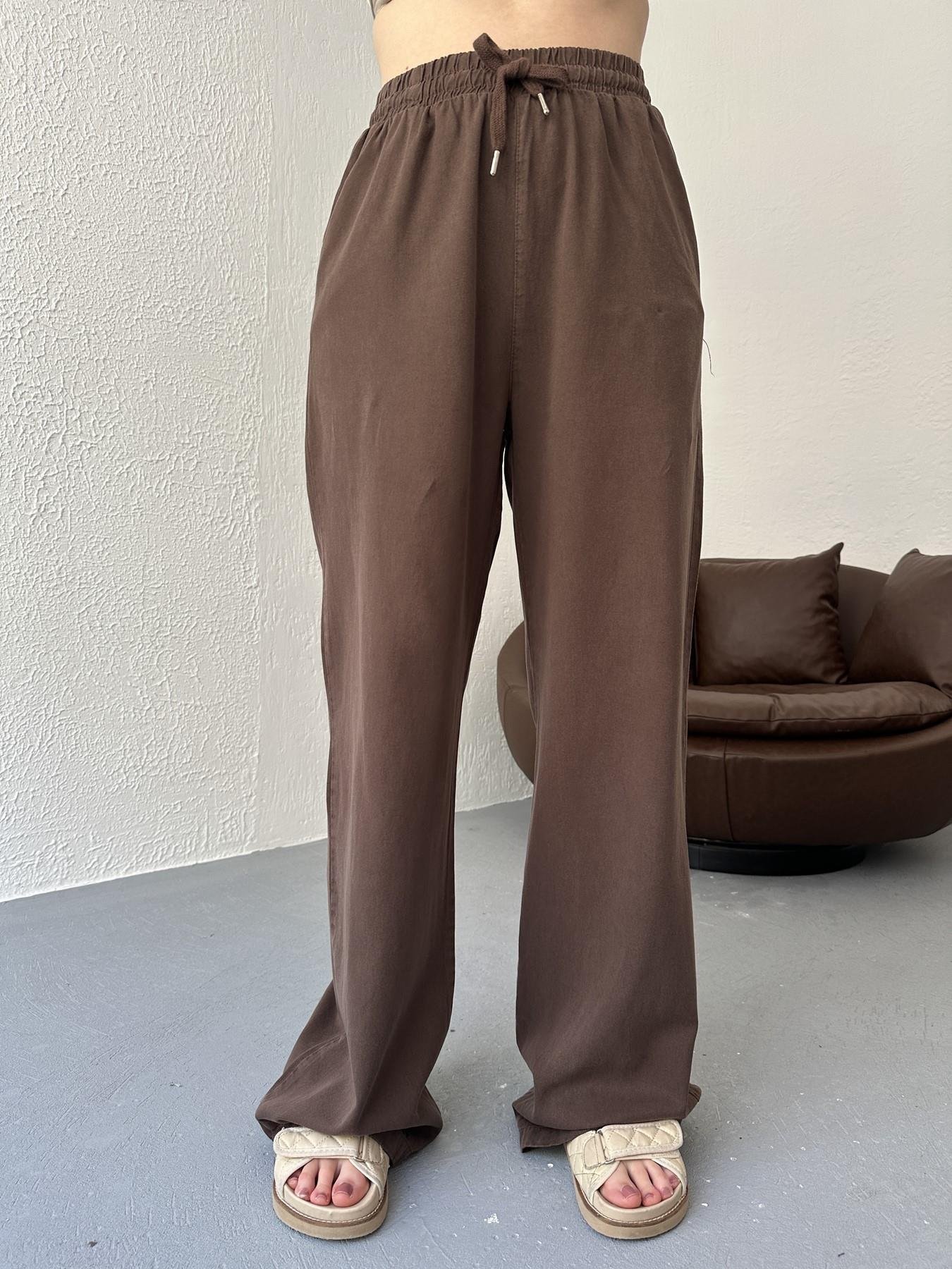 Beli Lastikli Bol Pantolon Kahve