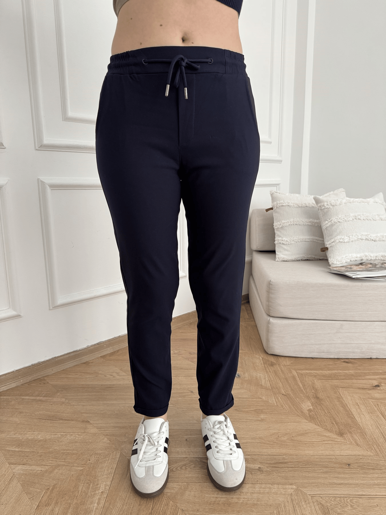 Beli Lastikli Duble Paça Pantolon Lacivert
