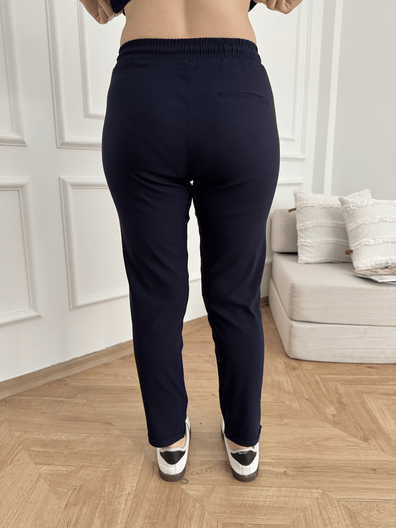Beli Lastikli Duble Paça Pantolon Lacivert