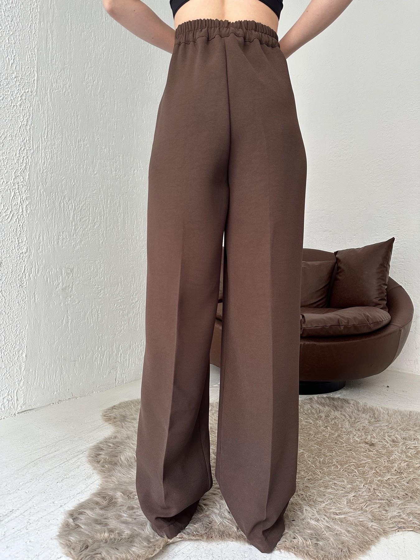 Beli Lastikli Gold Düğme Palazzo Pantolon KAHVE