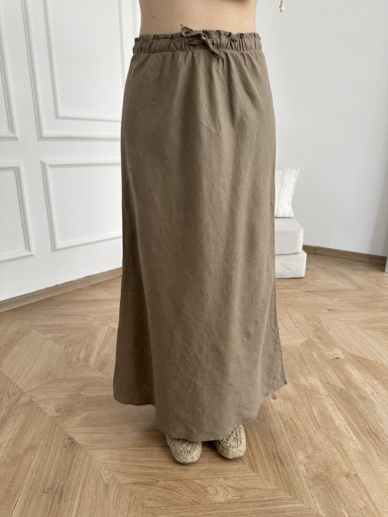 Beli Lastikli Keten Etek Mocha