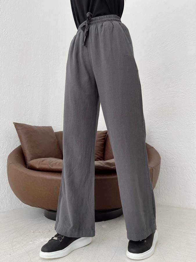 Beli Lastikli Keten Pantolon ANTRASİT