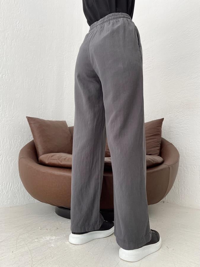 Beli Lastikli Keten Pantolon ANTRASİT