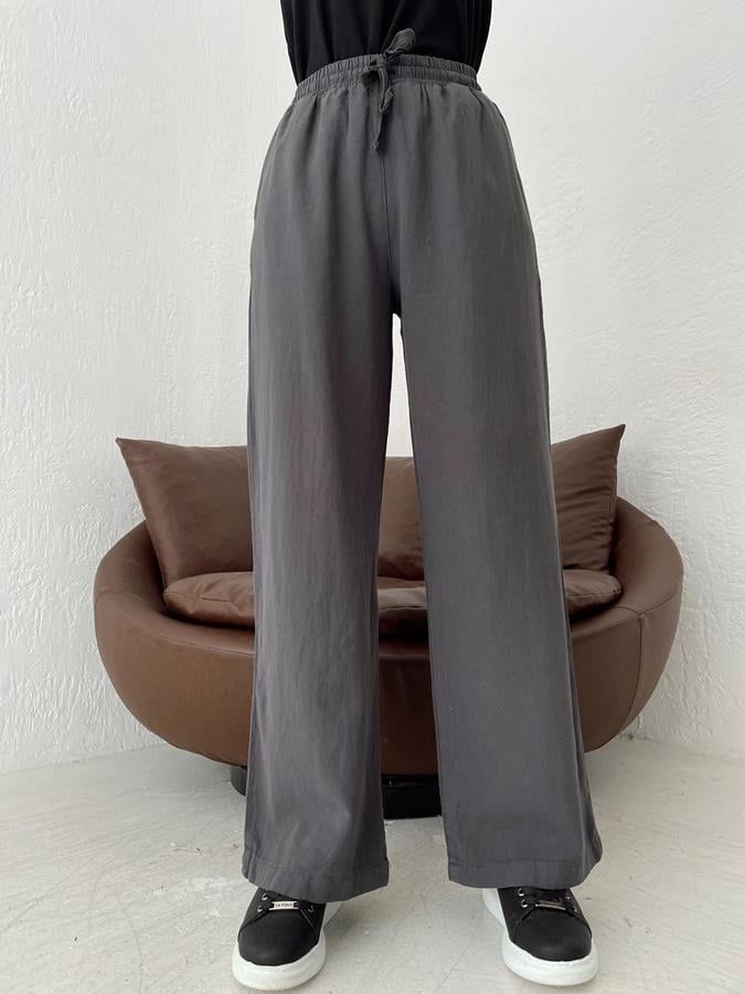 Beli Lastikli Keten Pantolon ANTRASİT