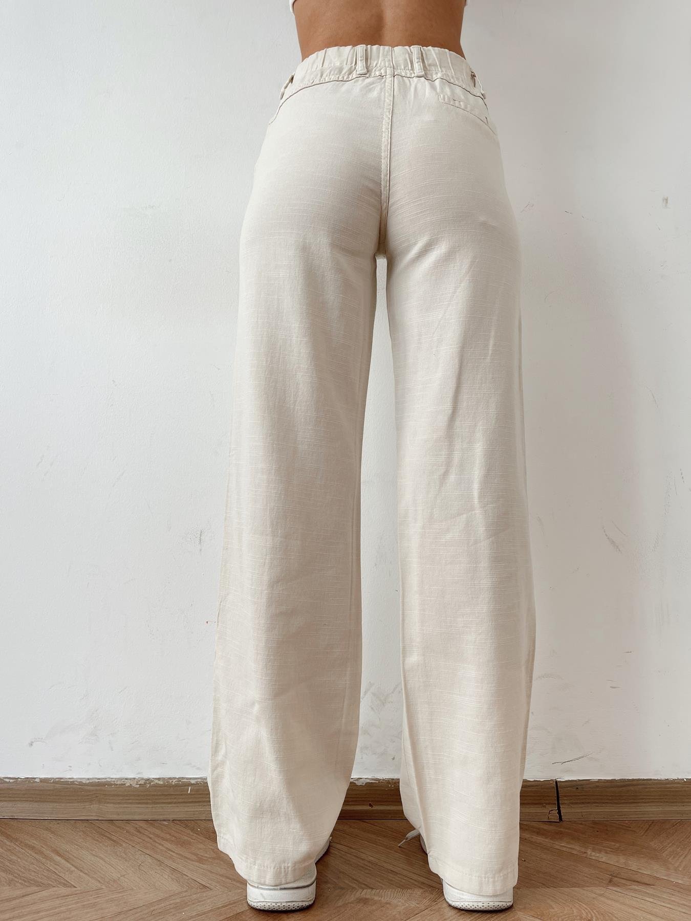 Beli Lastikli Keten Pantolon TAŞ