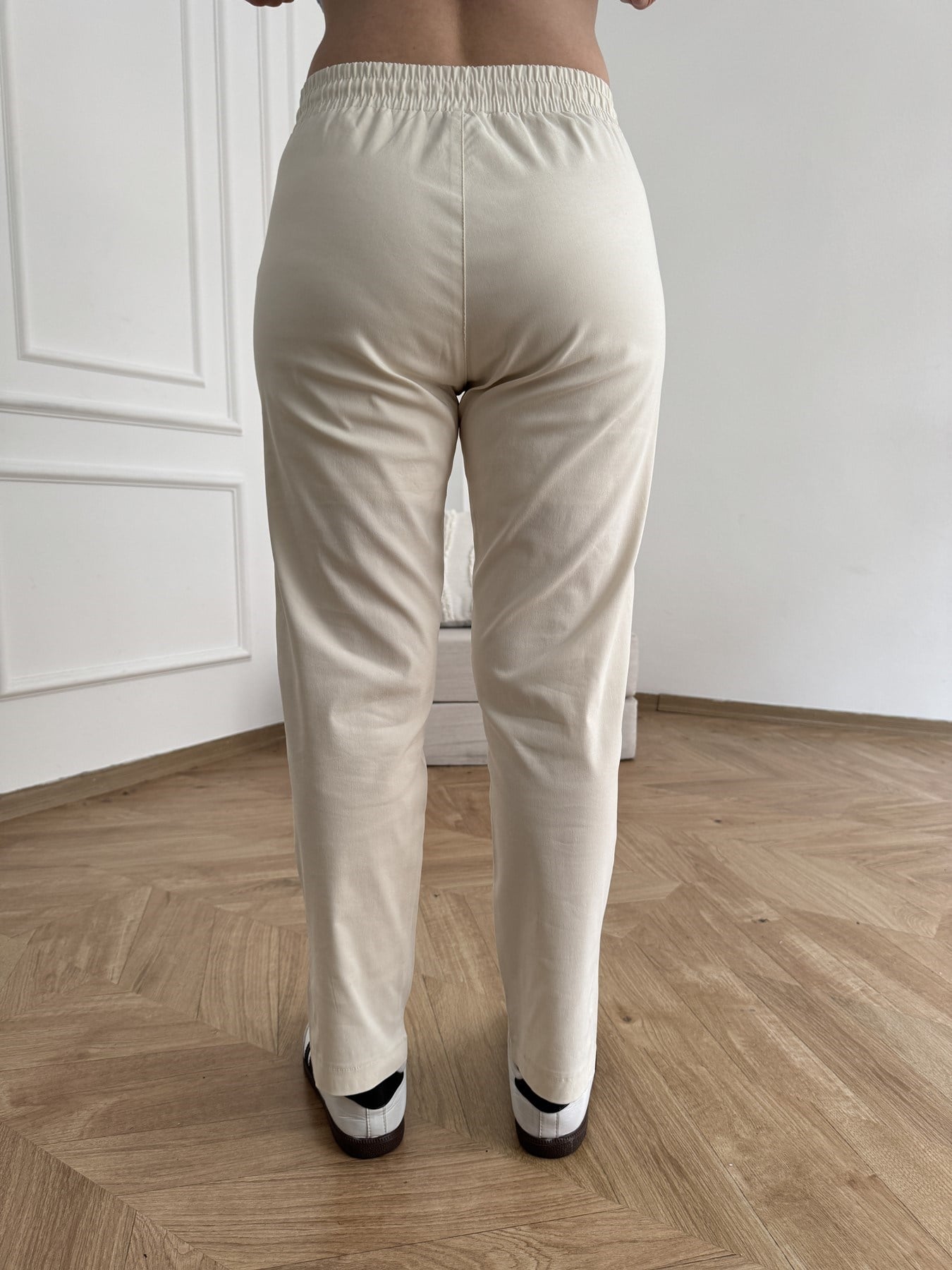 Beli Lastikli Paça Düğmeli Pantolon Taş