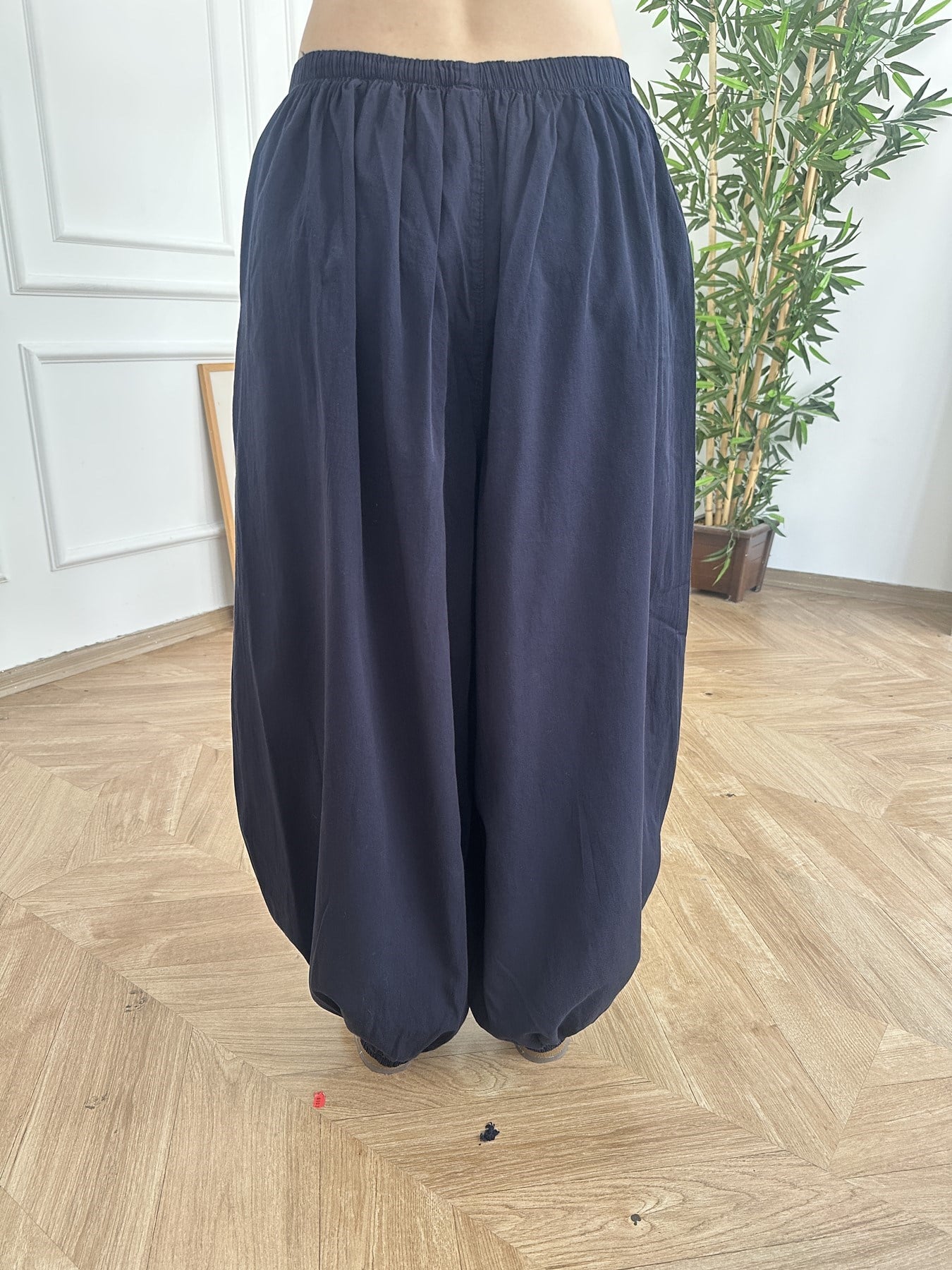 Beli Lastikli Şalvar Pantolon Lacivert