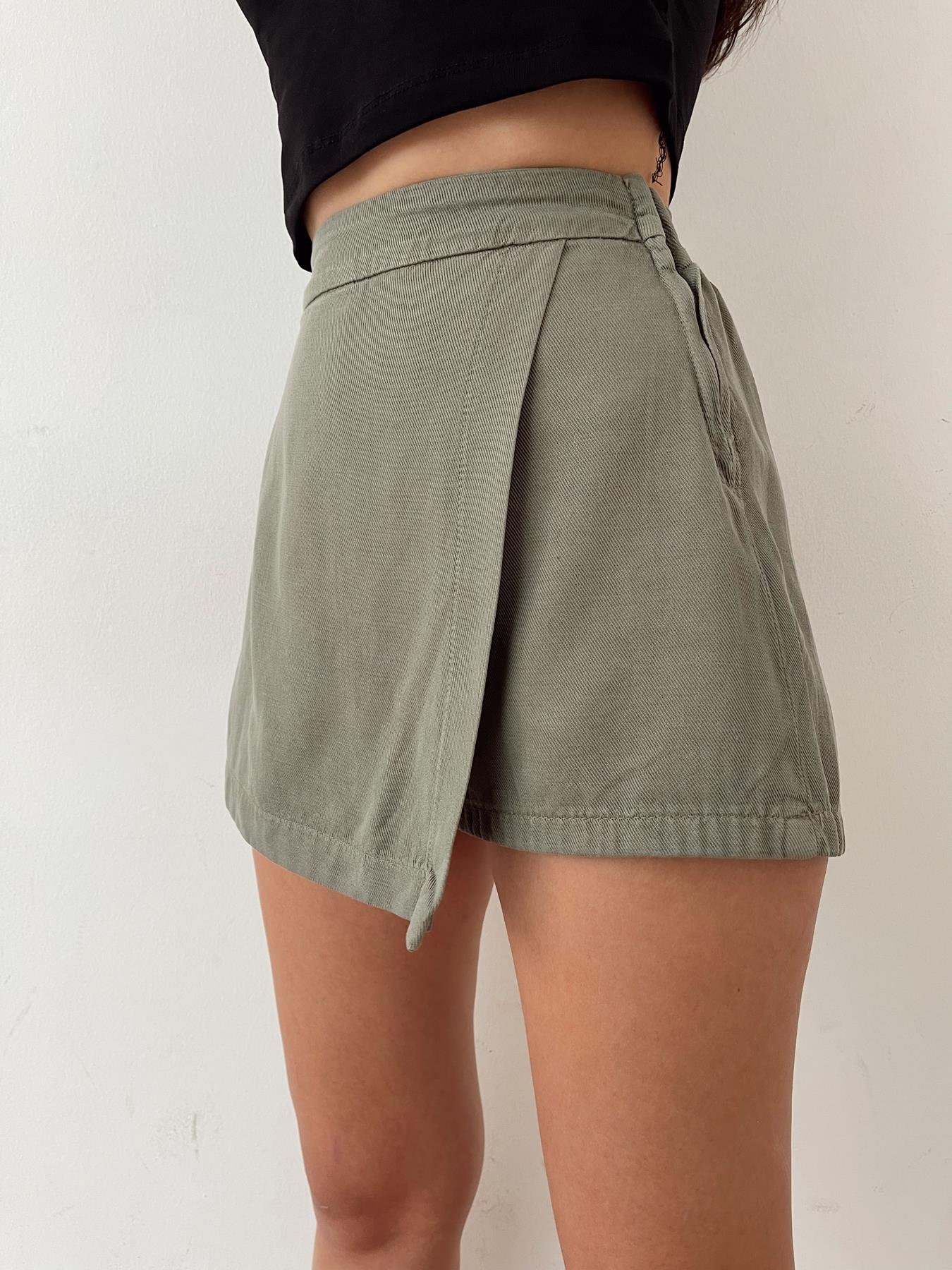 Beli Lastikli Şort Etek AÇIK HAKİ