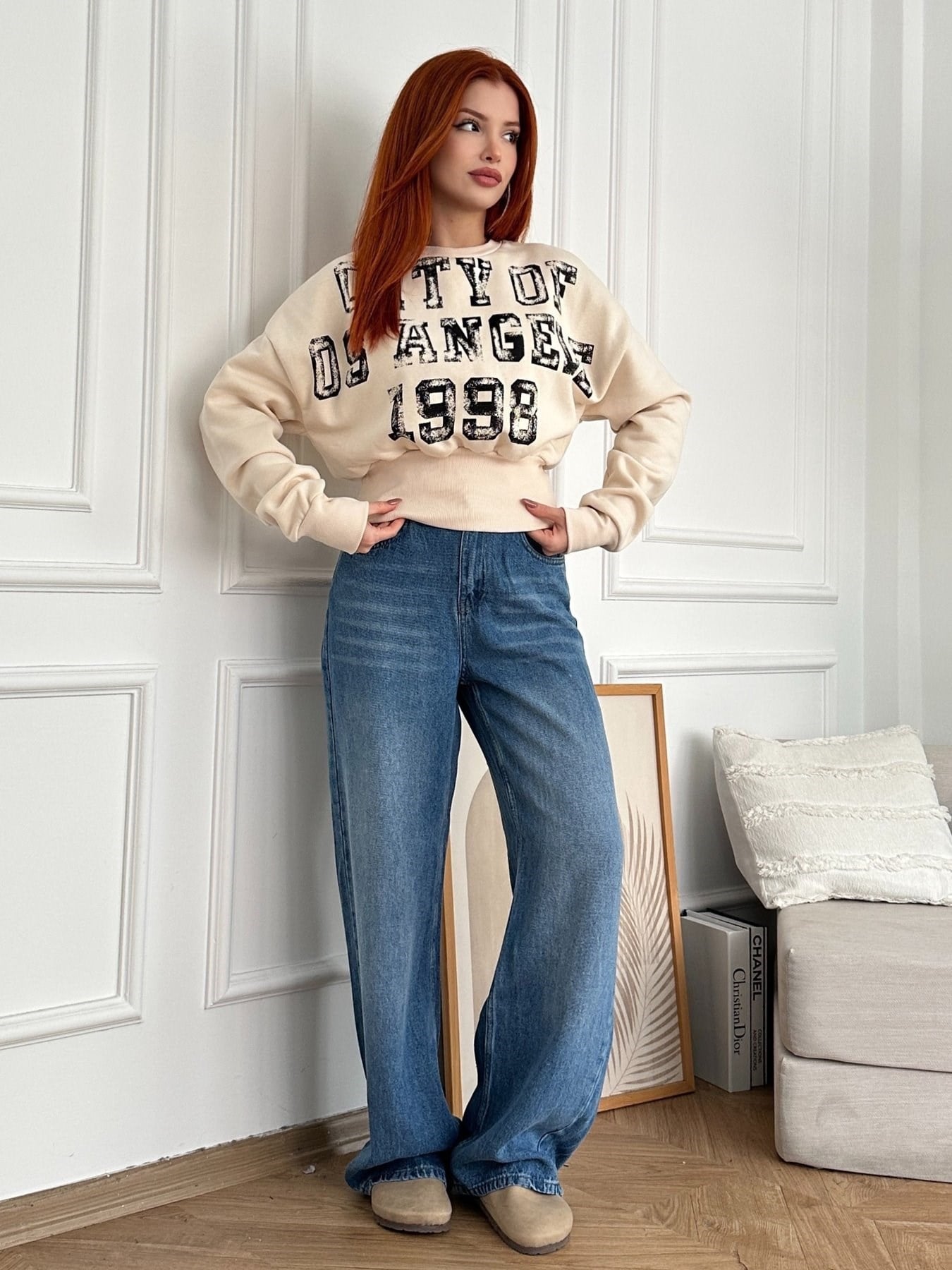 Beli Lastikli Tencel Jean Pantolon Mavi