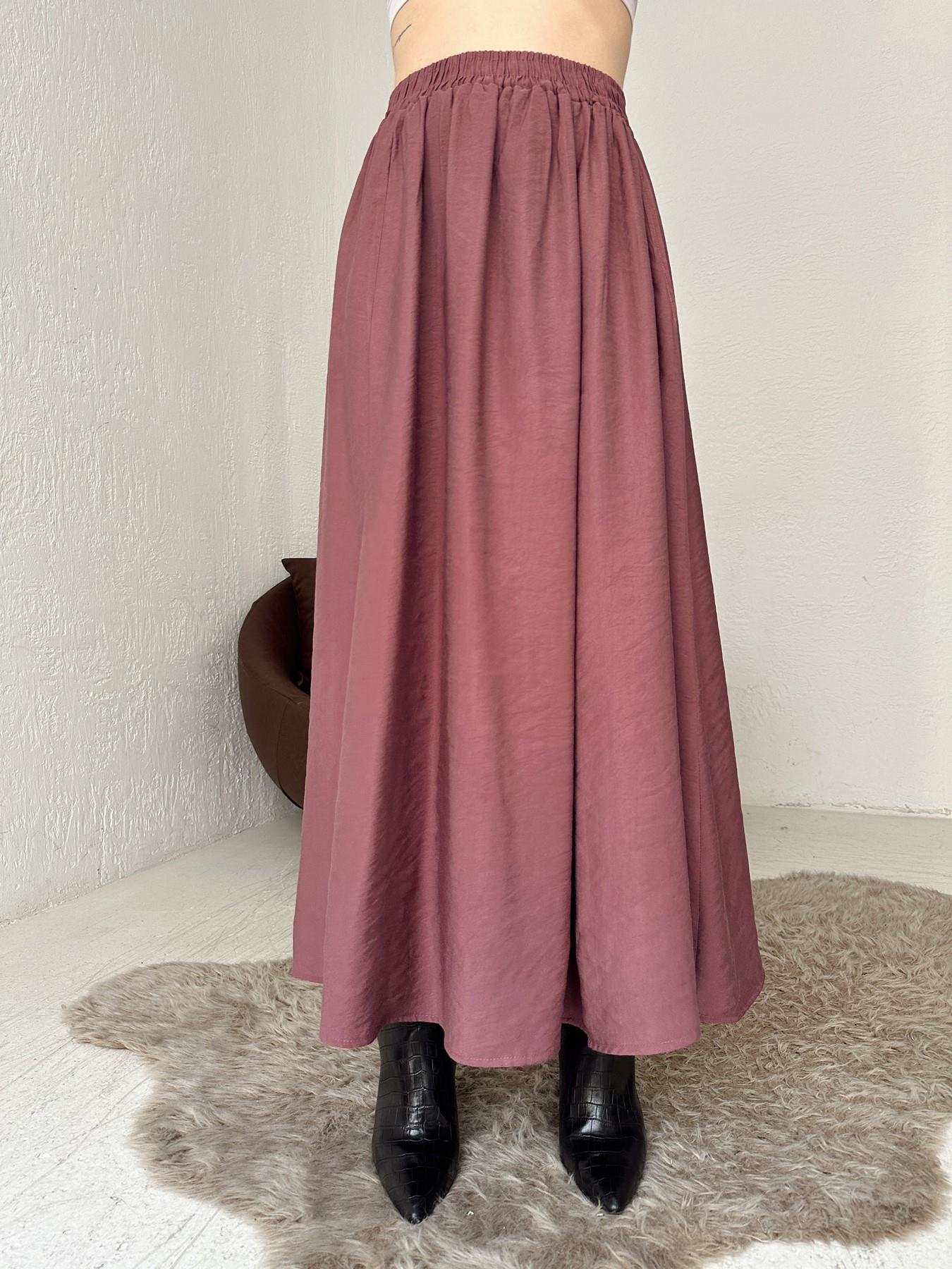 Beli Lastikli Tensel Kumaş Etek GÜL