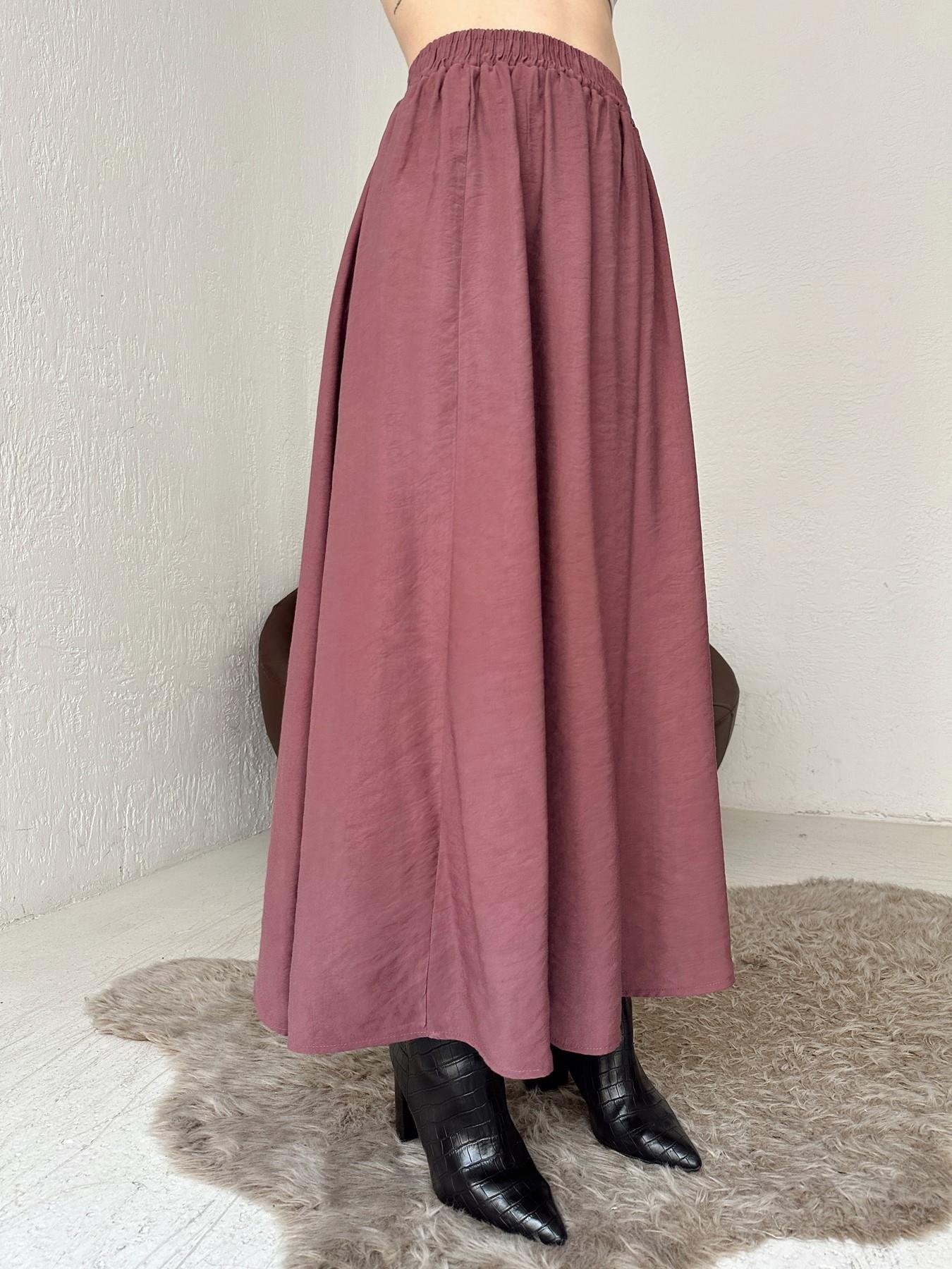 Beli Lastikli Tensel Kumaş Etek GÜL