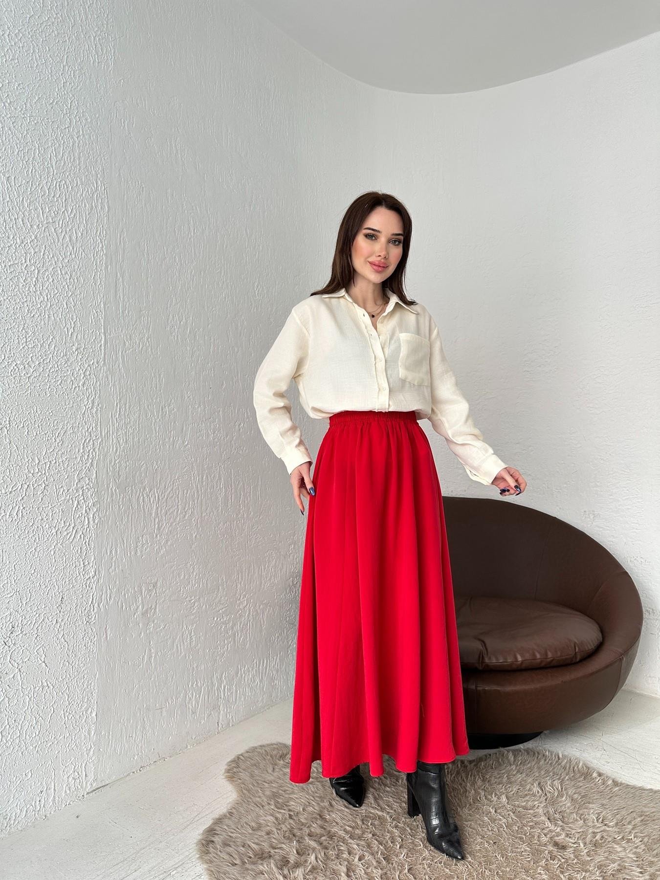 Beli Lastikli Tensel Kumaş Etek KIRMIZI