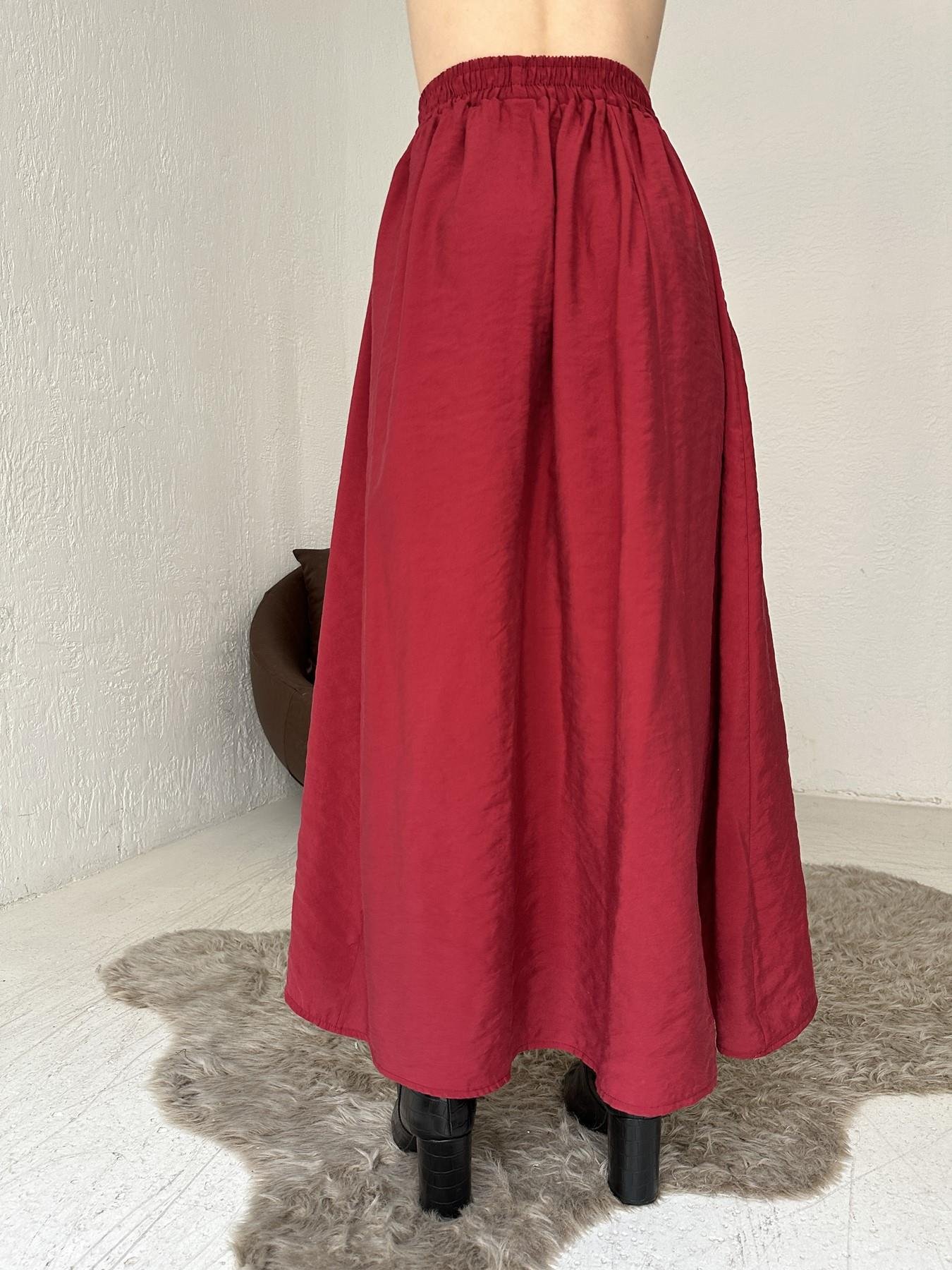 Beli Lastikli Tensel Kumaş Etek VİŞNE