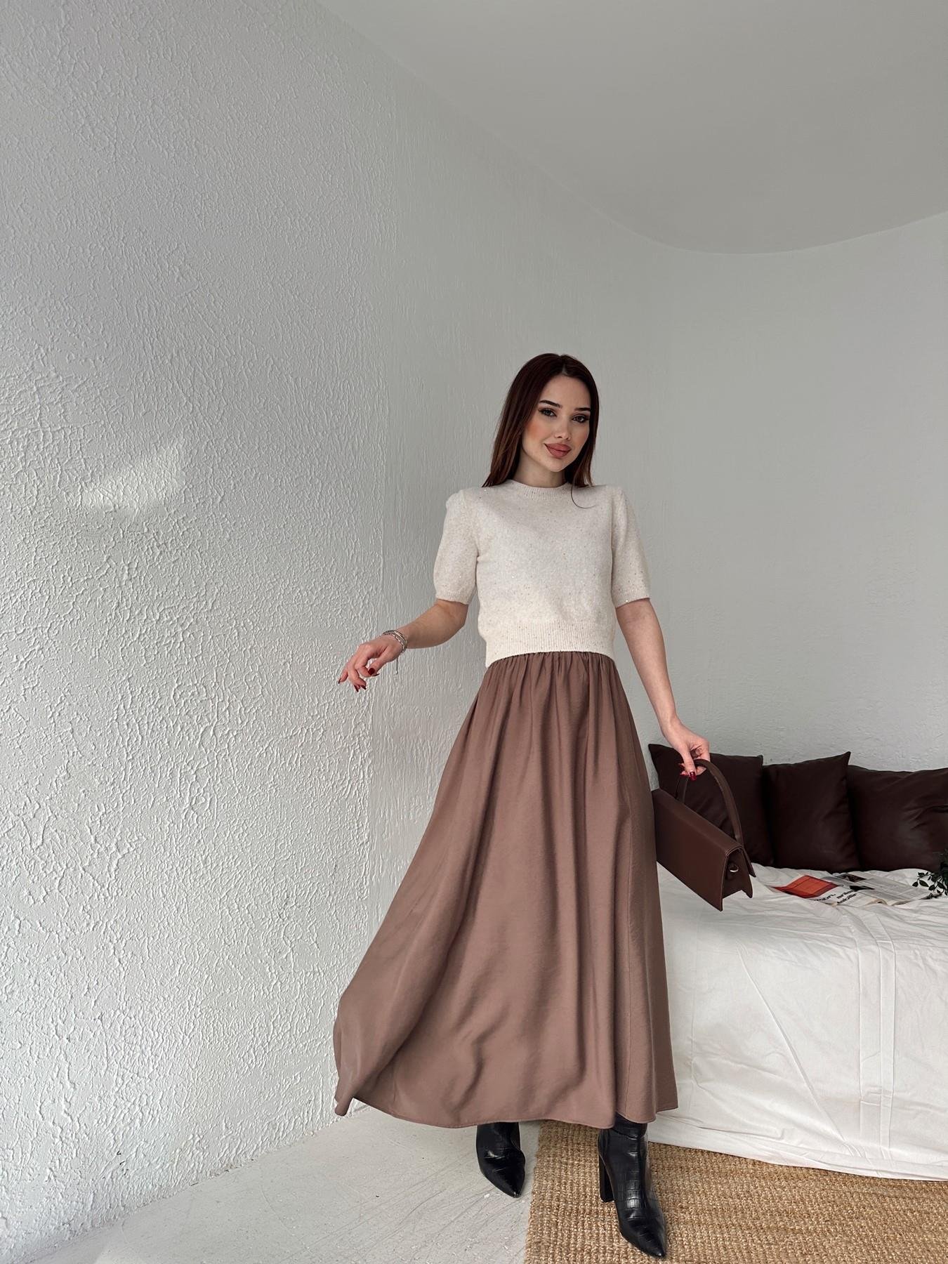 Beli Lastikli Tensel Kumaş Etek VİZON