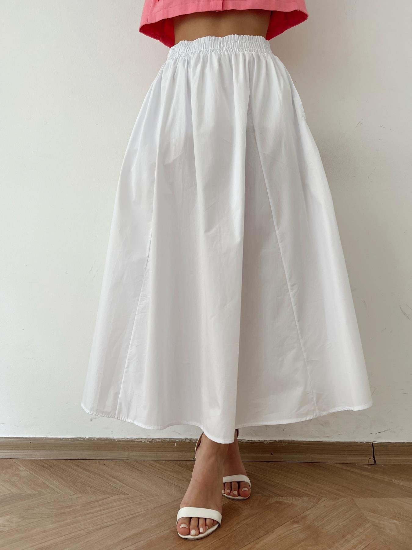 Beli Lastikli Uzun Çan Etek BEYAZ