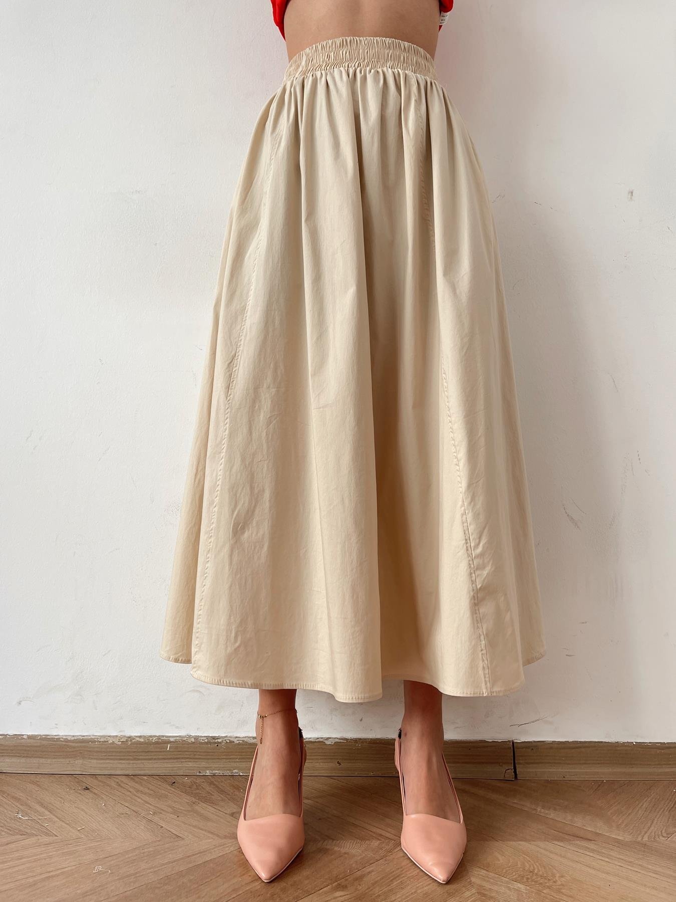 Beli Lastikli Uzun Çan Etek KREM