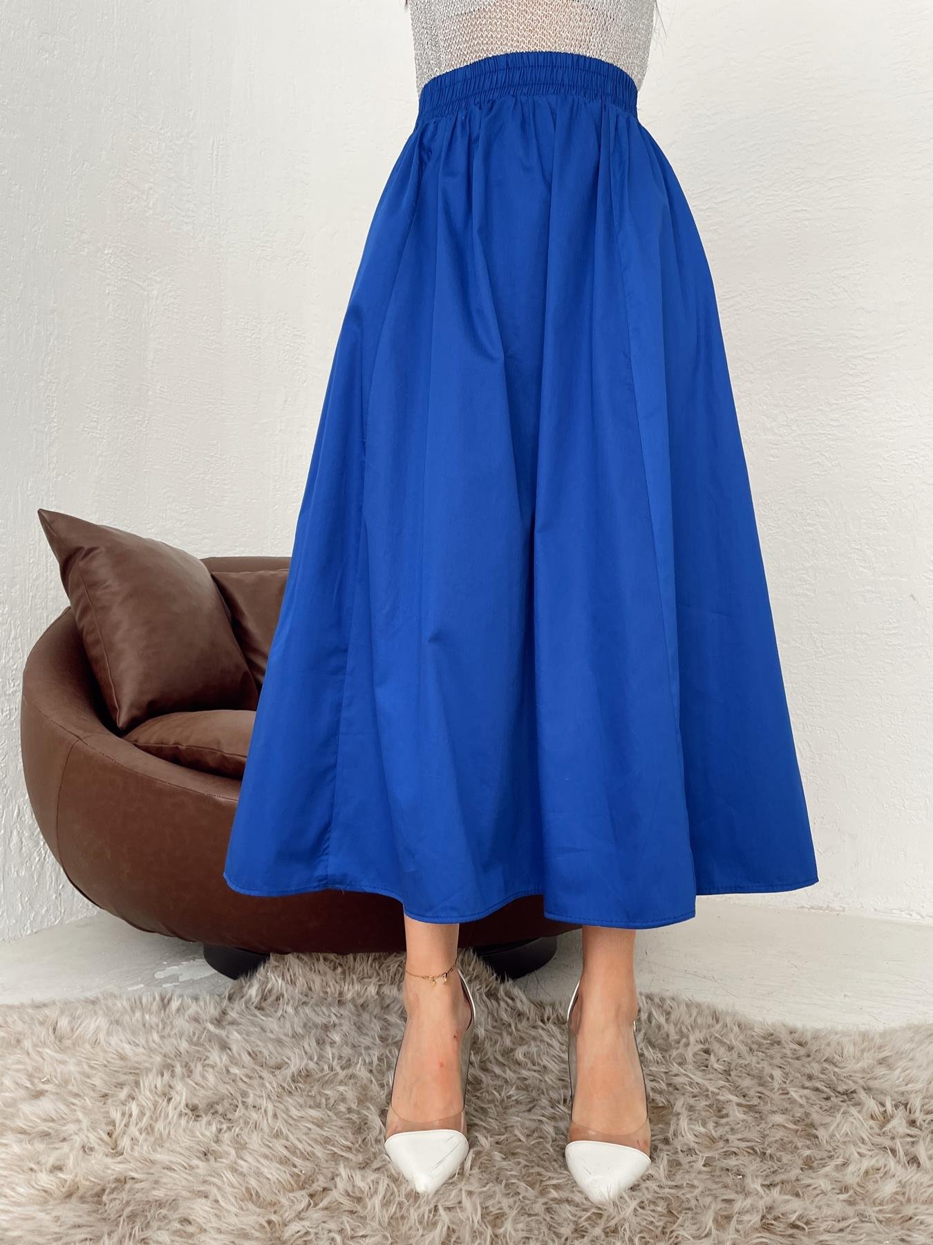 Beli Lastikli Uzun Çan Etek SAKS