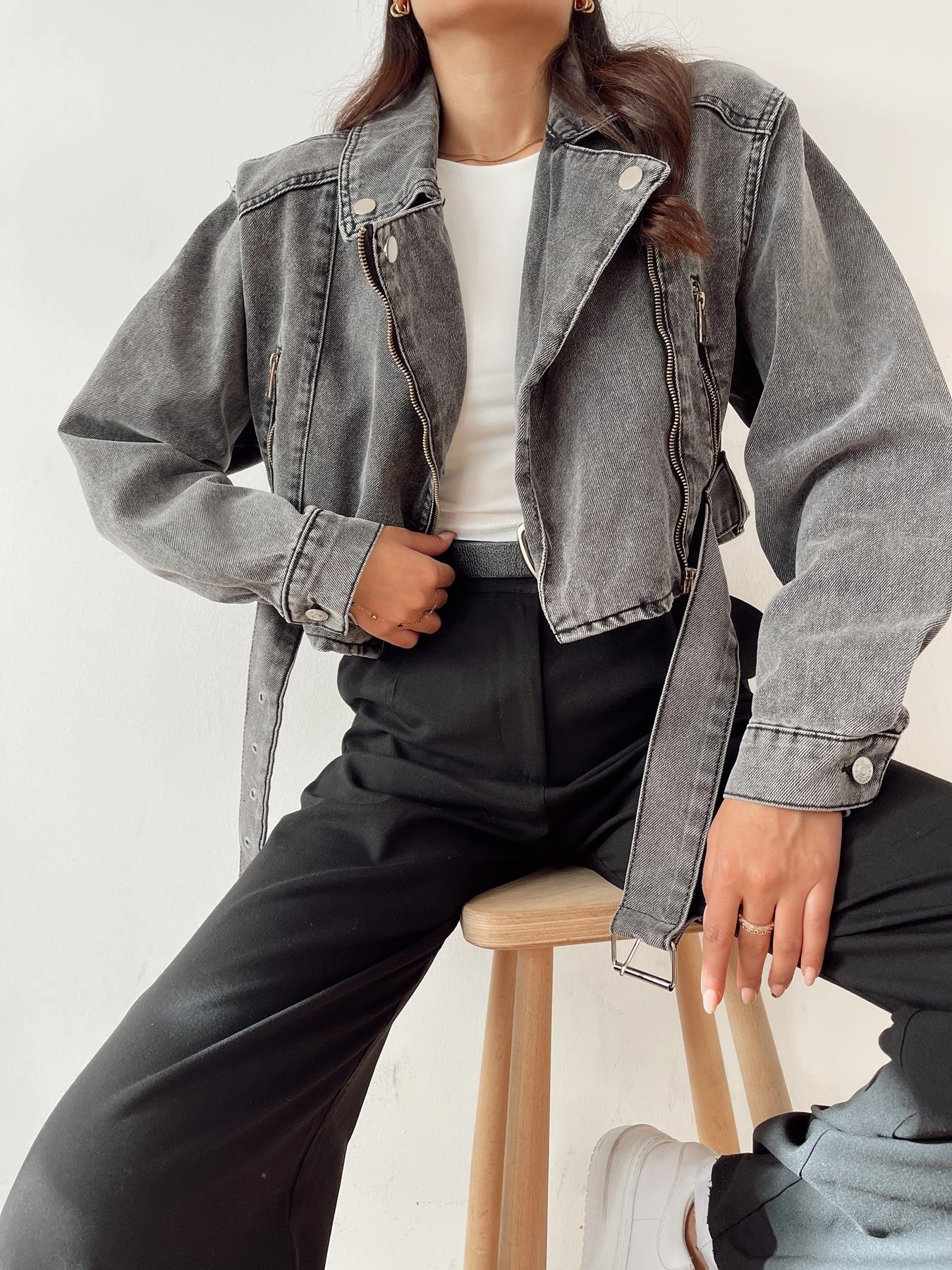 Biker Jean Ceket ANTRASİT