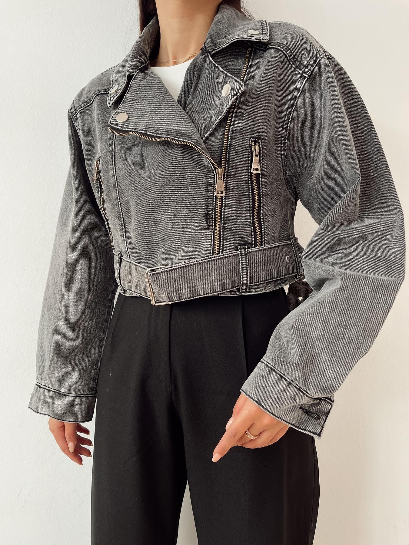 Biker Jean Ceket ANTRASİT