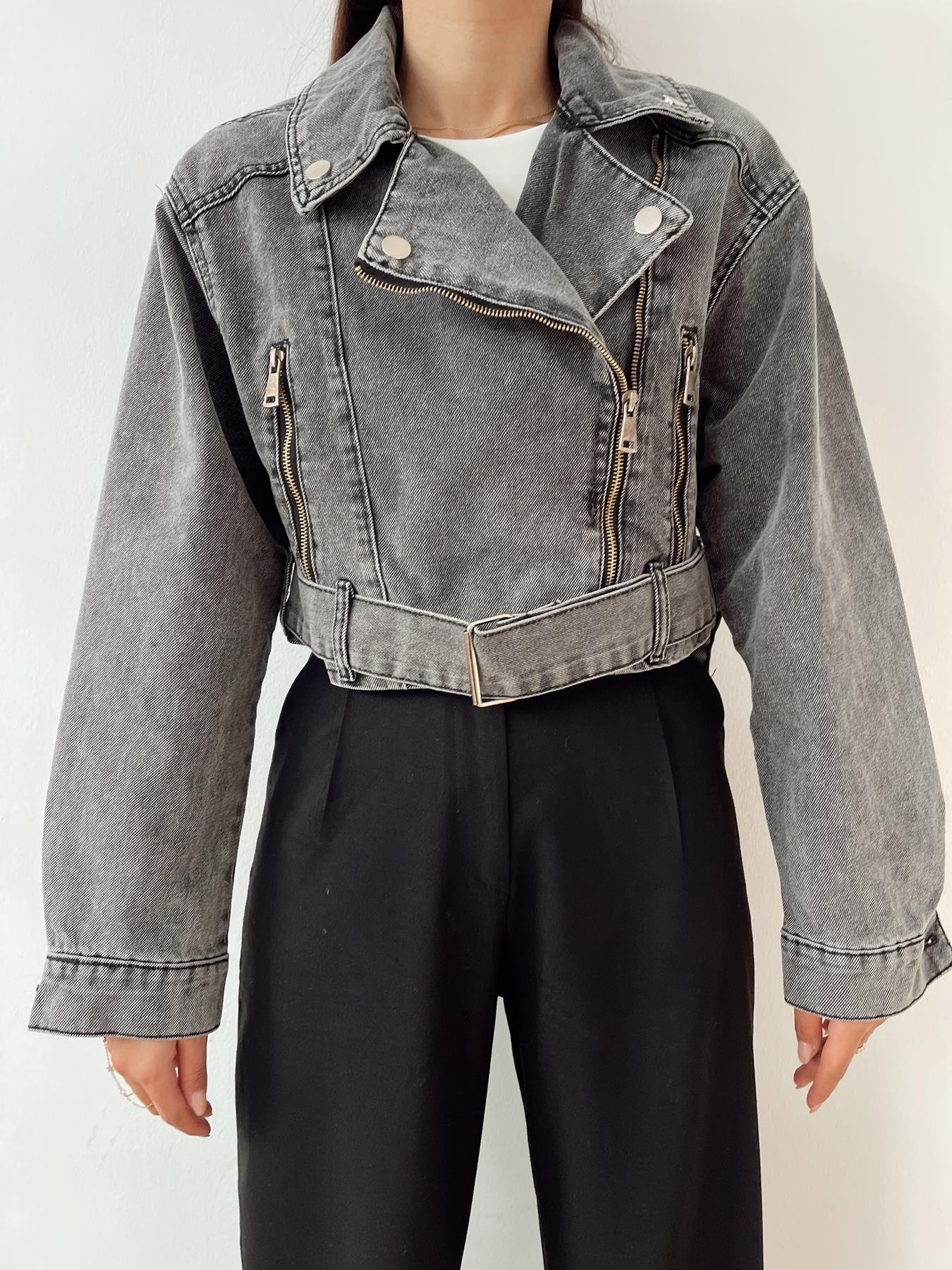 Biker Jean Ceket ANTRASİT