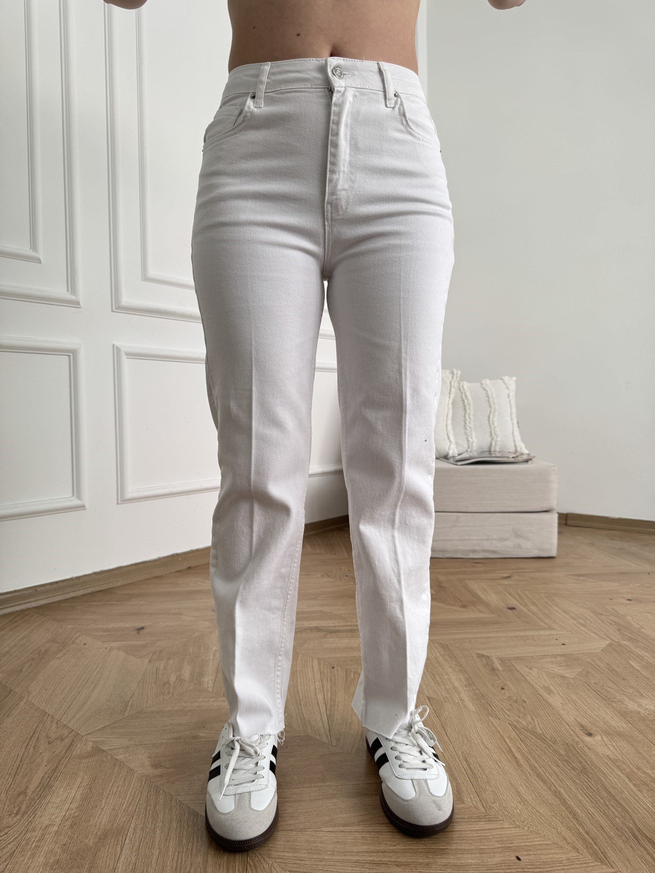 Bilek Boy Straight Pantolon Beyaz