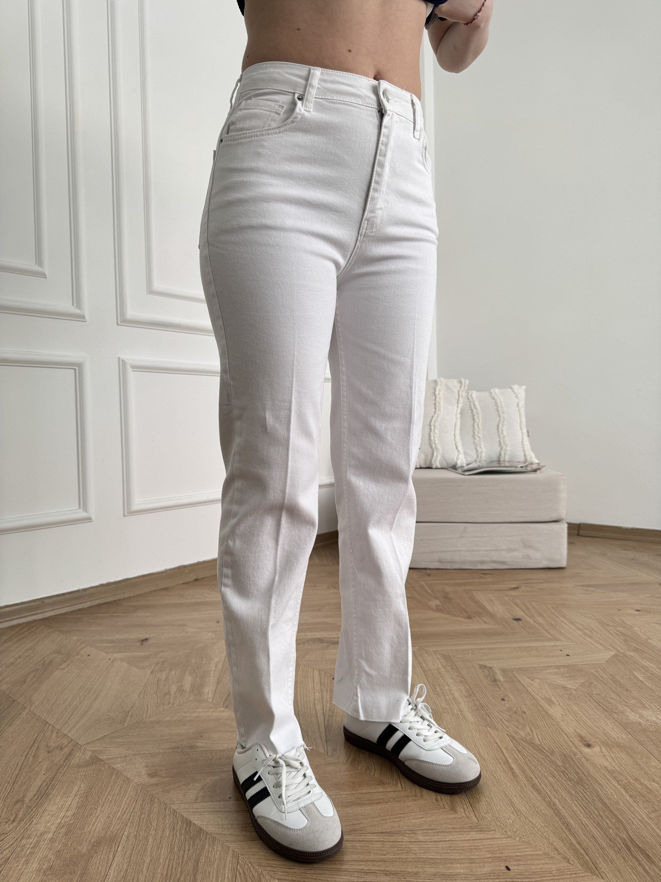 Bilek Boy Straight Pantolon Beyaz