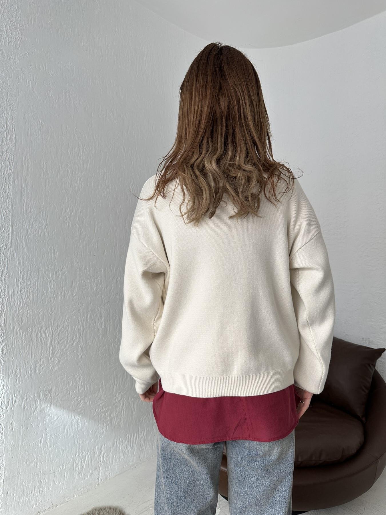 Bisiklet Yaka Ayıcık Nakış Kazak KREM