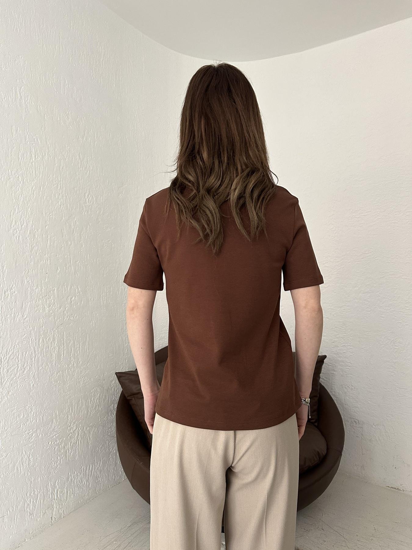 Bisiklet Yaka Ayıcık Nakışlı Tişört KAHVE