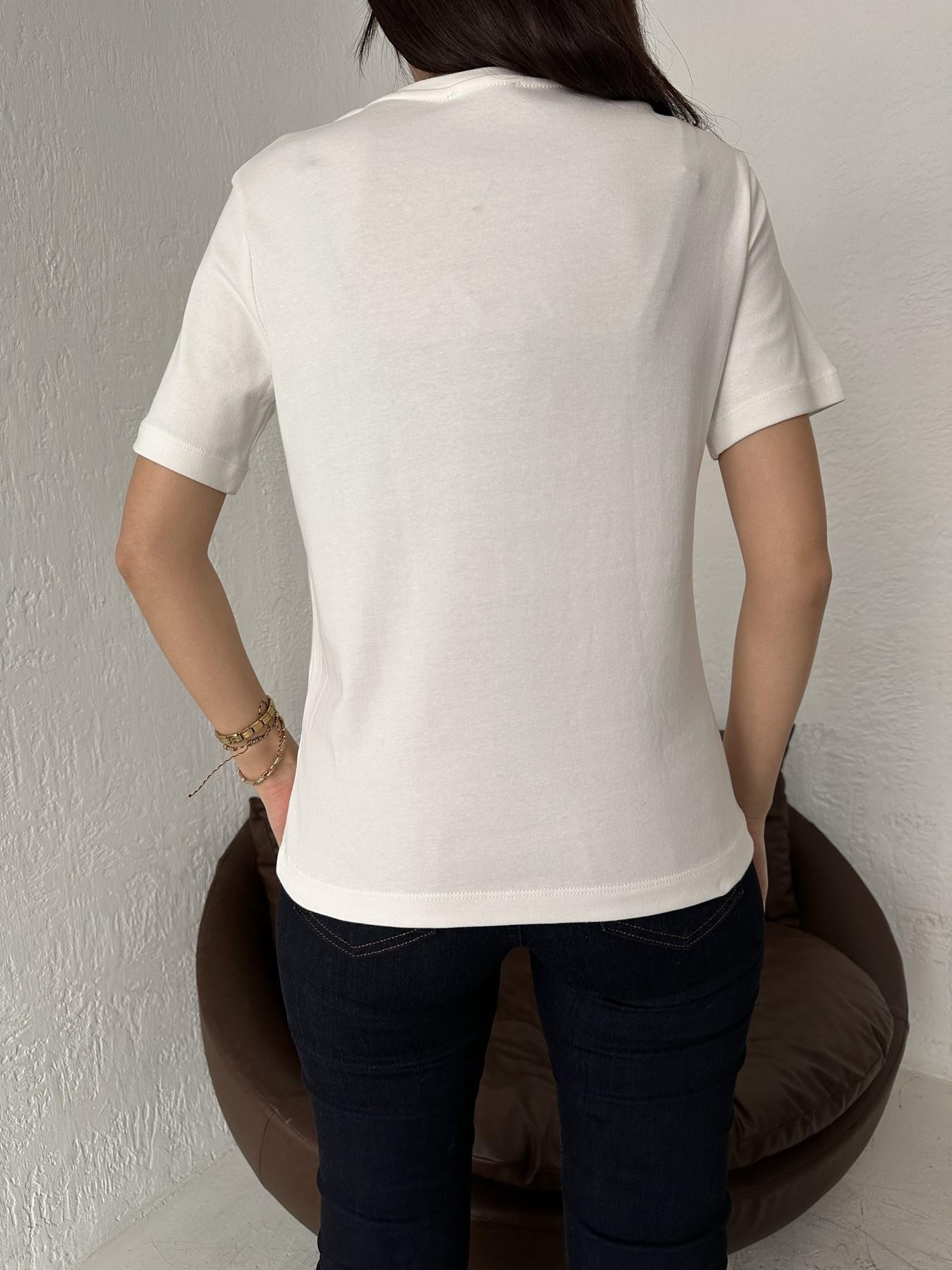 Bisiklet Yaka Baby Nakışlı Tişört BEYAZ-PEMBE