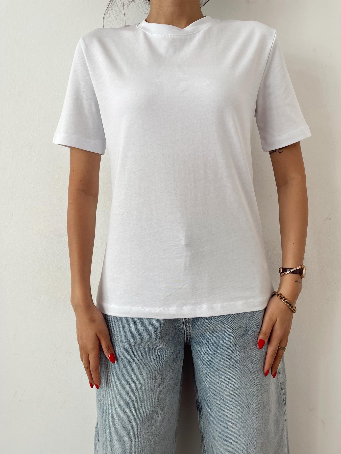 Bisiklet Yaka Basıc Tişört BEYAZ