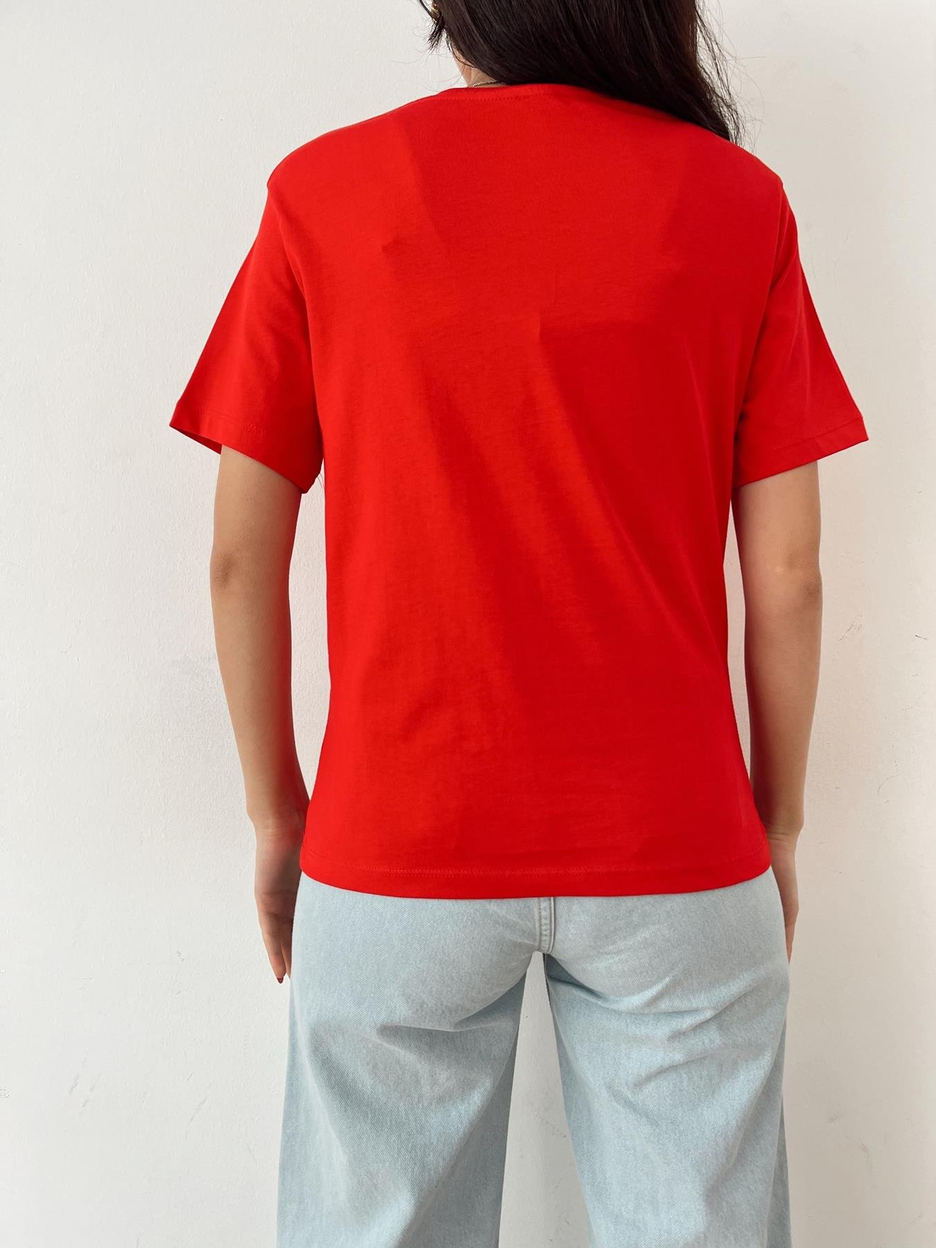 Bisiklet Yaka Basıc Tişört KIRMIZI