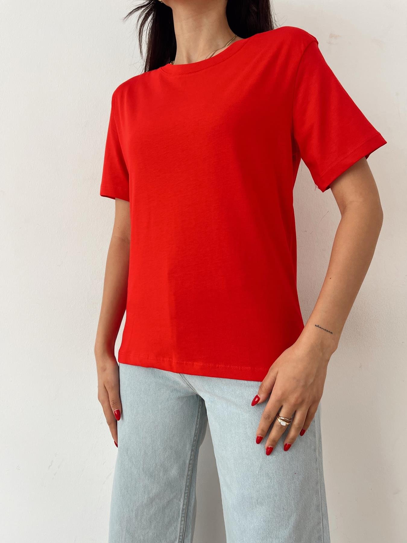 Bisiklet Yaka Basıc Tişört KIRMIZI