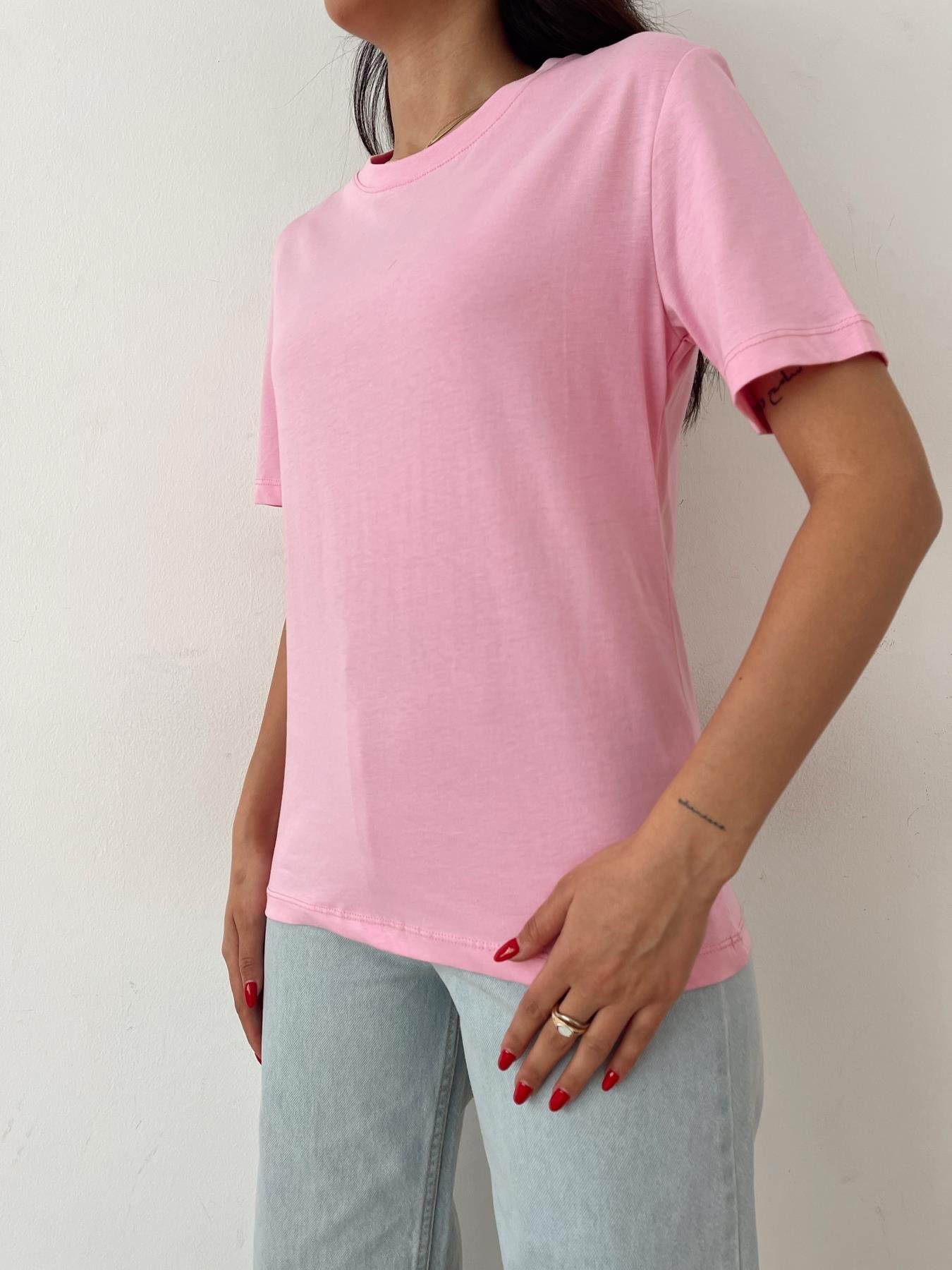 Bisiklet Yaka Basıc Tişört PEMBE