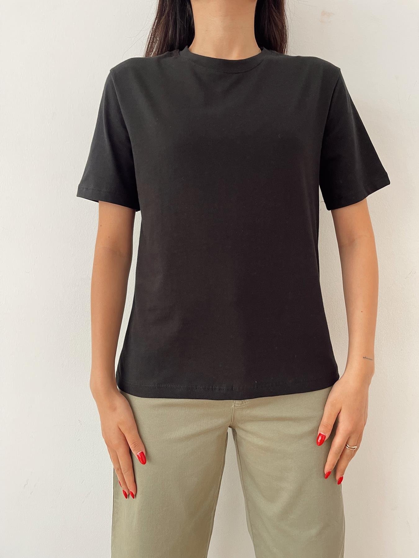 Bisiklet Yaka Basıc Tişört SİYAH