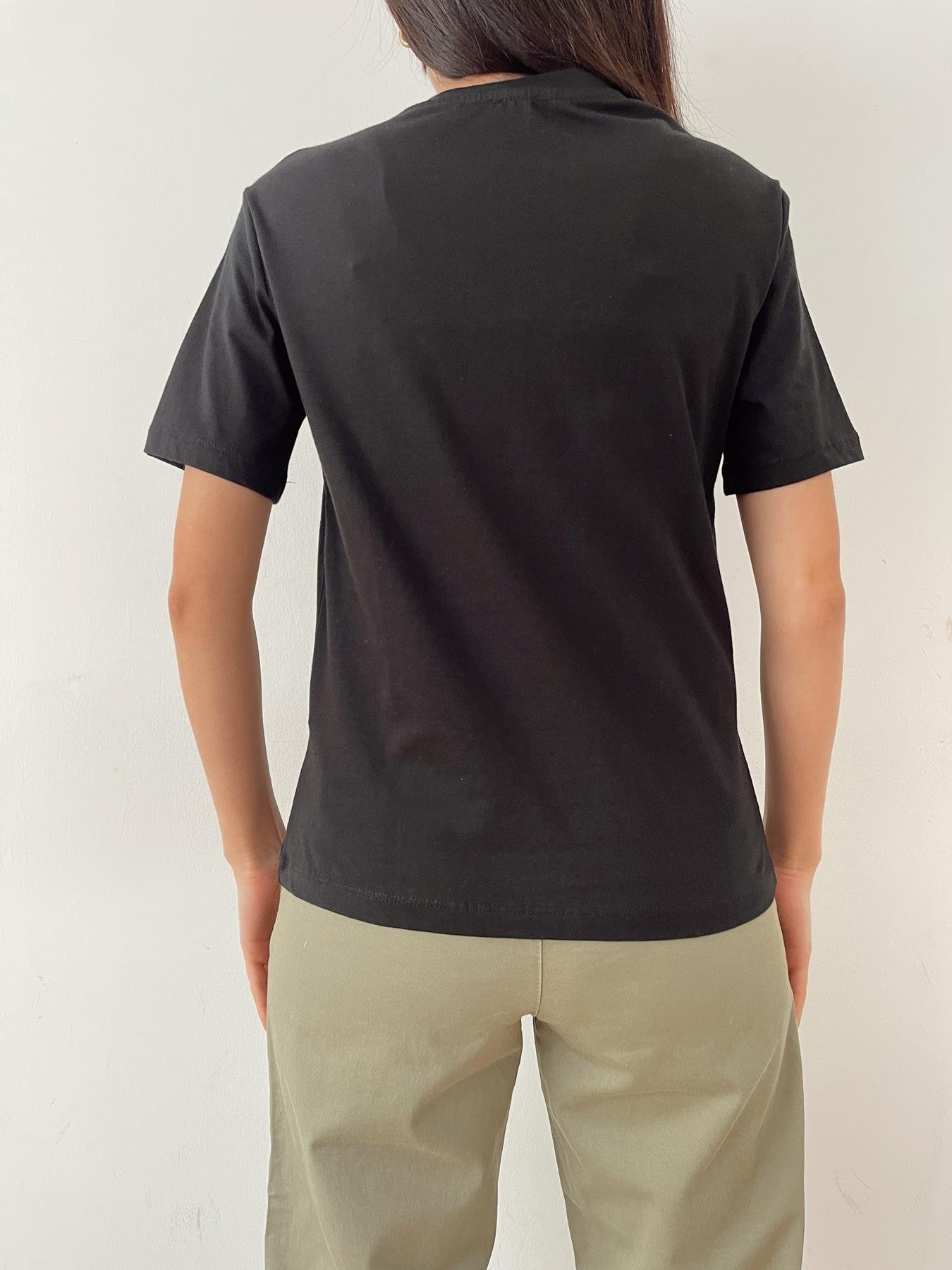 Bisiklet Yaka Basıc Tişört SİYAH