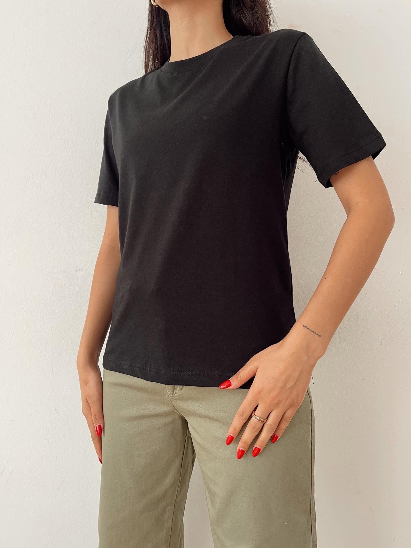 Bisiklet Yaka Basıc Tişört SİYAH