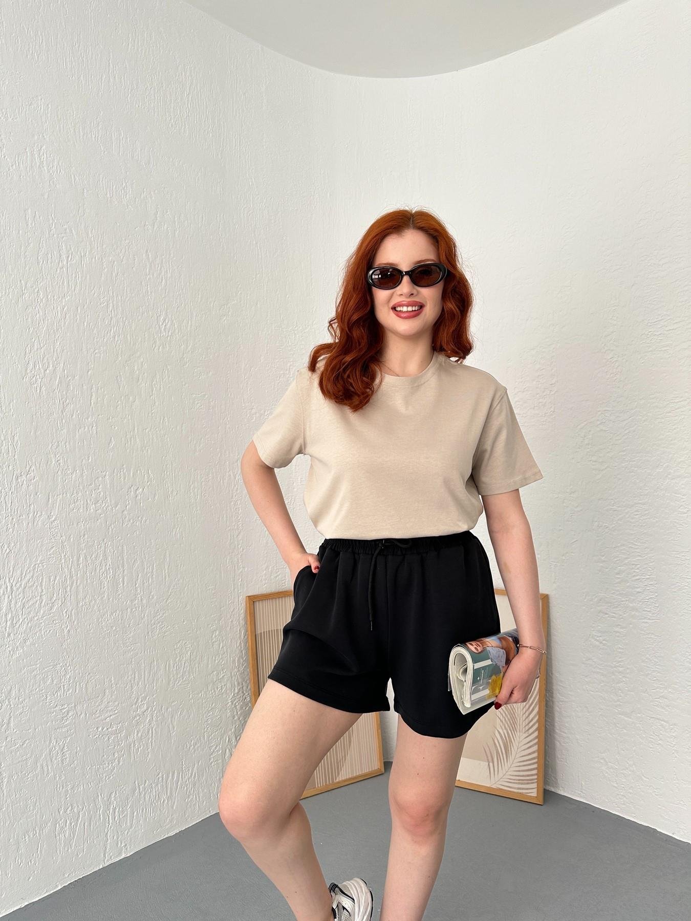 Bisiklet Yaka Basic Tişört Taş