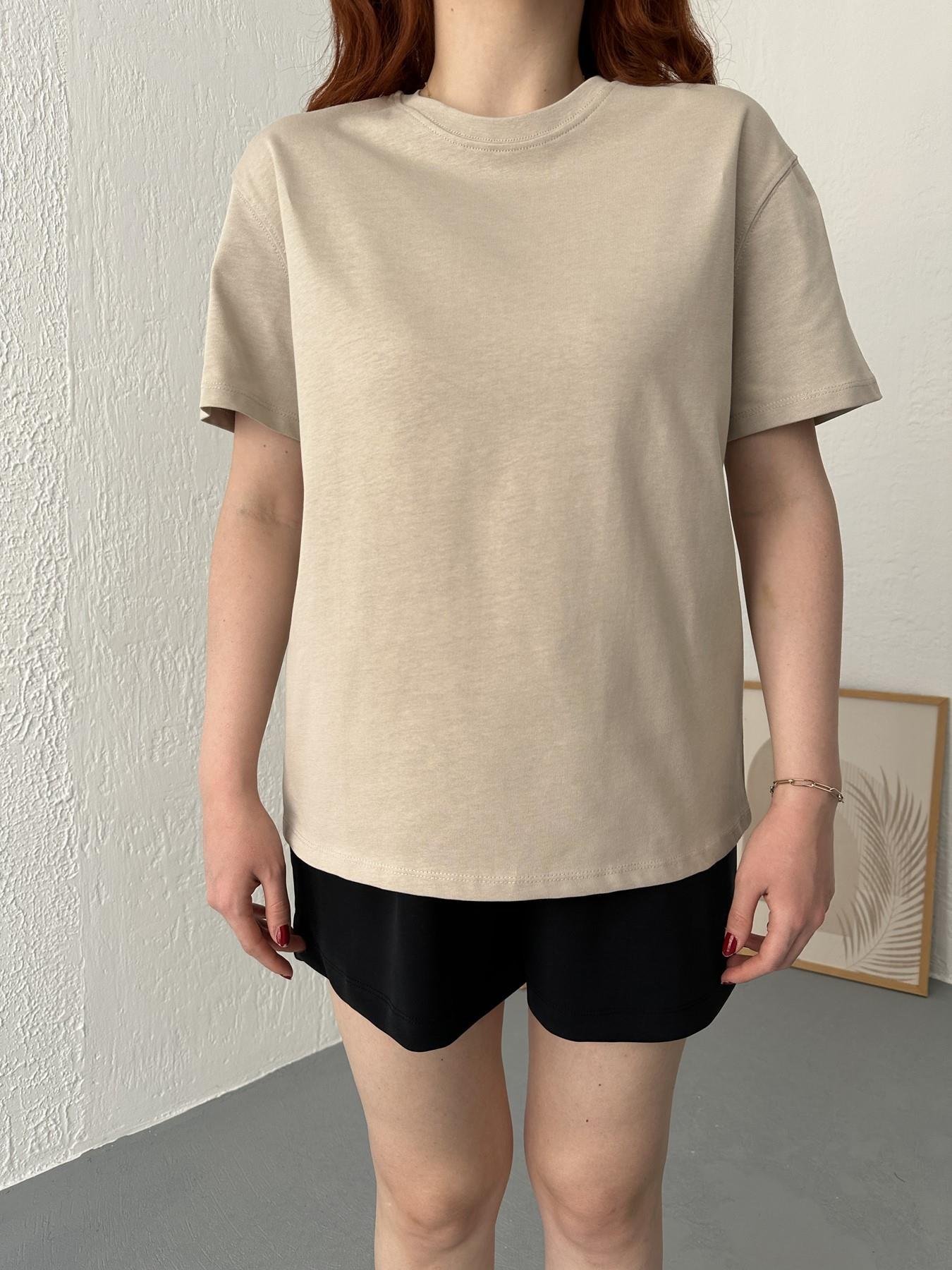 Bisiklet Yaka Basic Tişört Taş