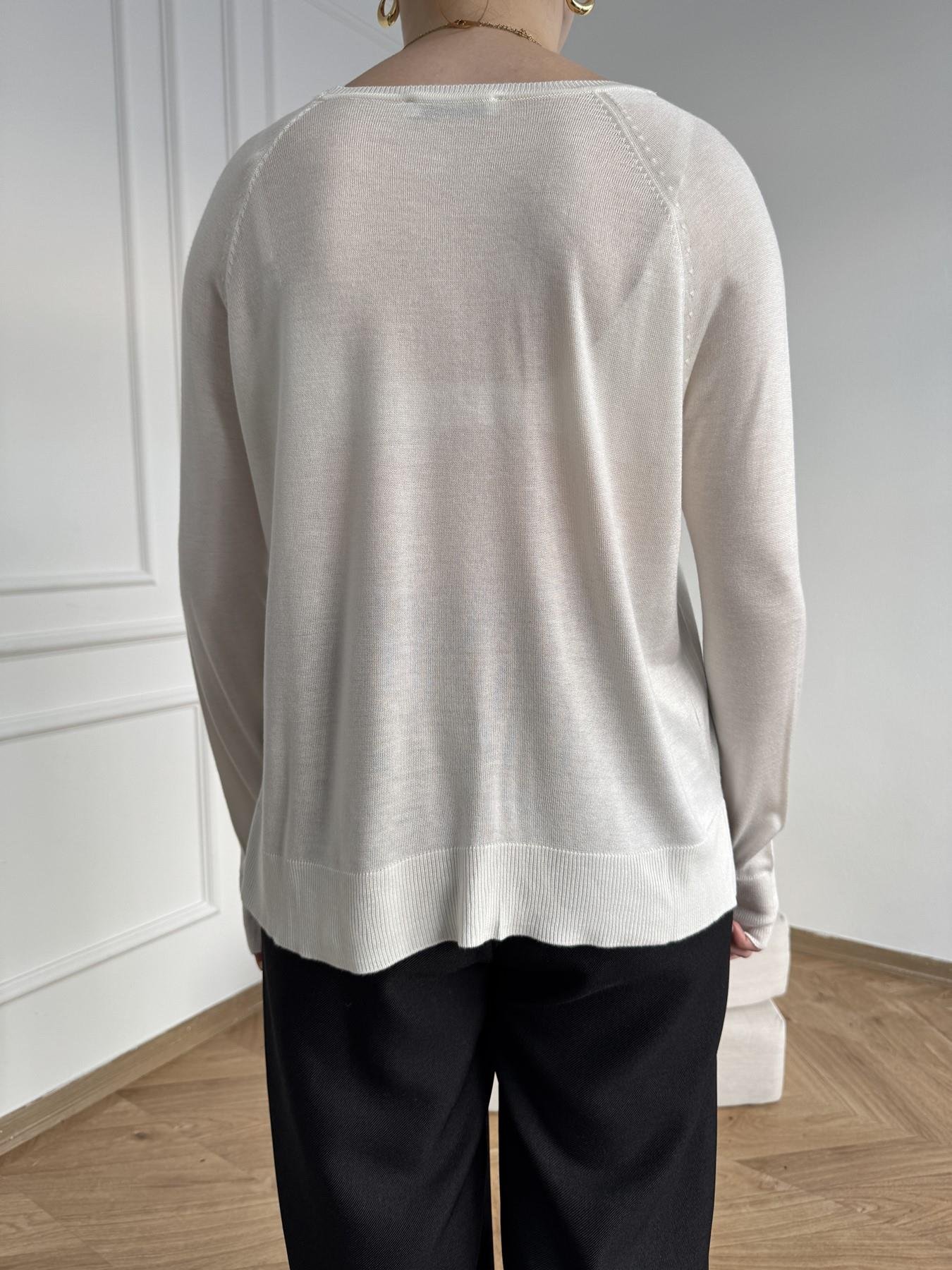 Bisiklet Yaka Basic Triko Ekru