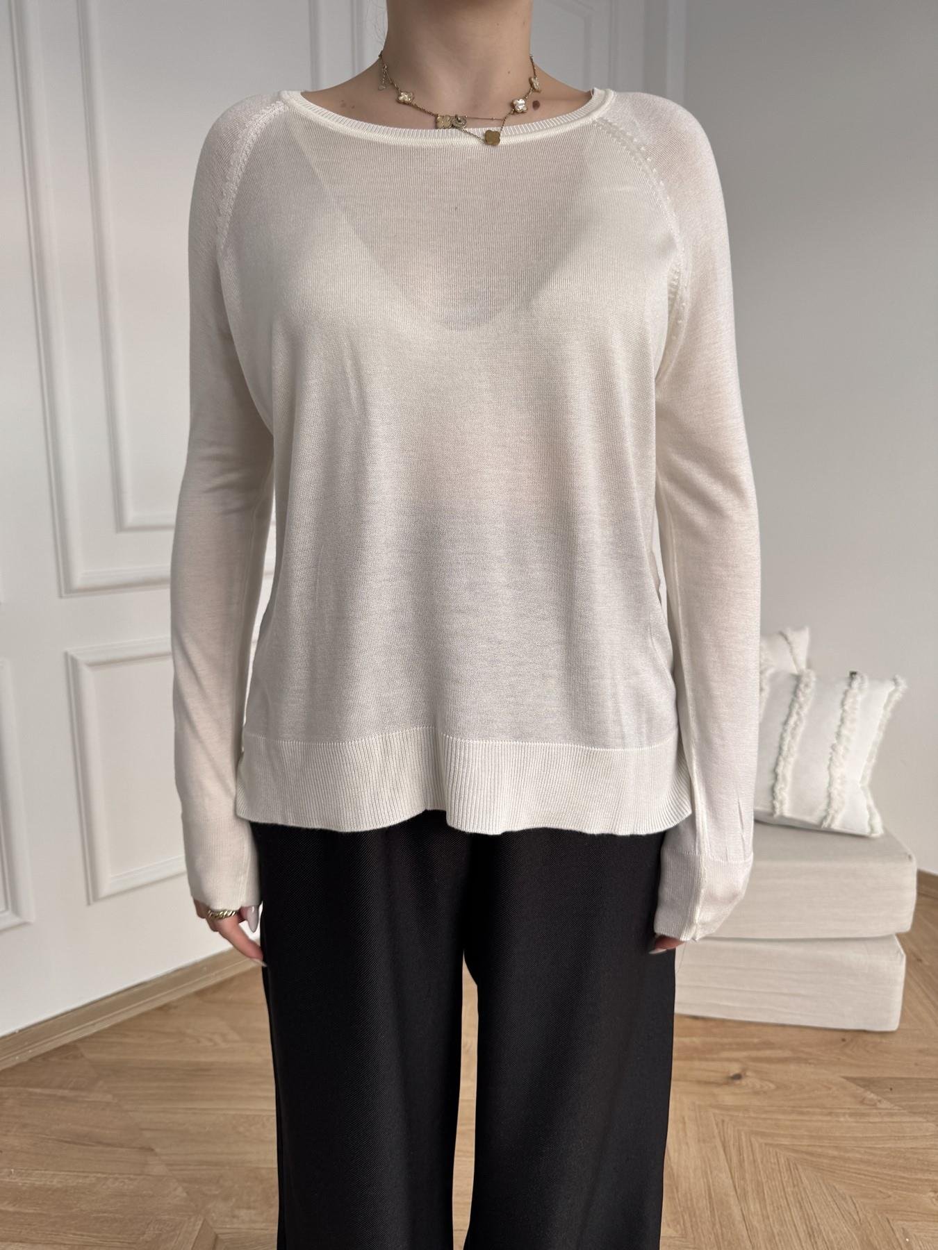 Bisiklet Yaka Basic Triko Ekru