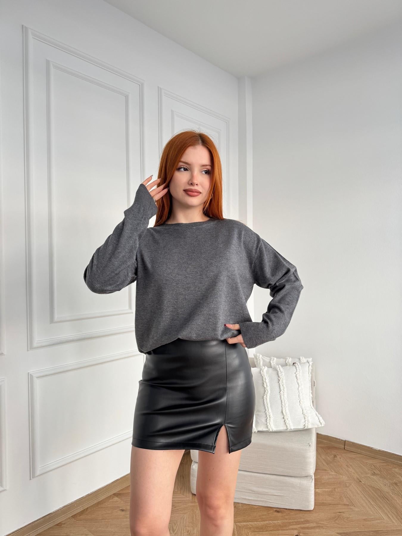 Bisiklet Yaka Basic Triko Füme melanj