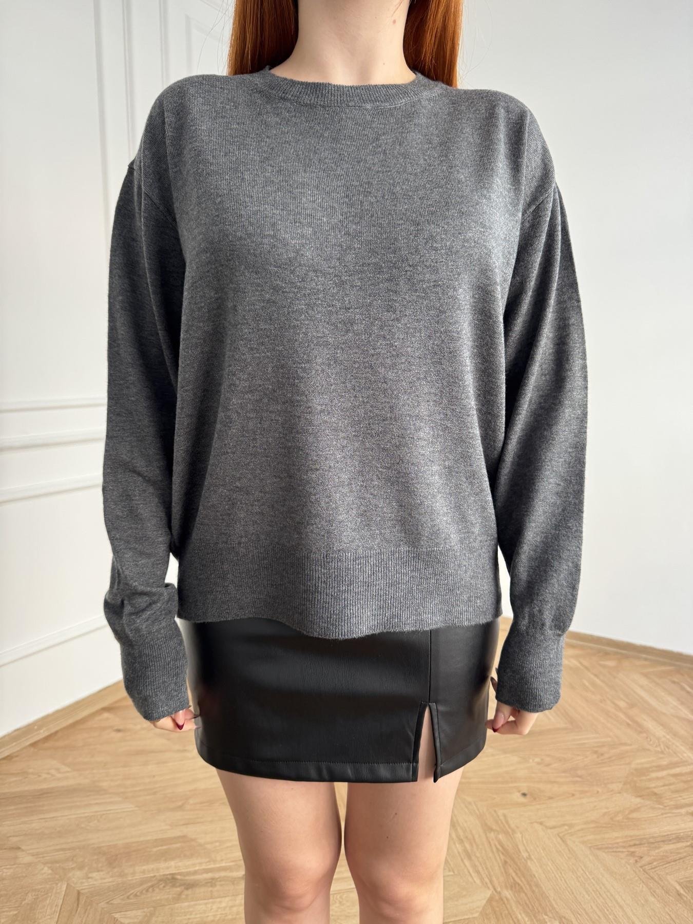 Bisiklet Yaka Basic Triko Füme melanj